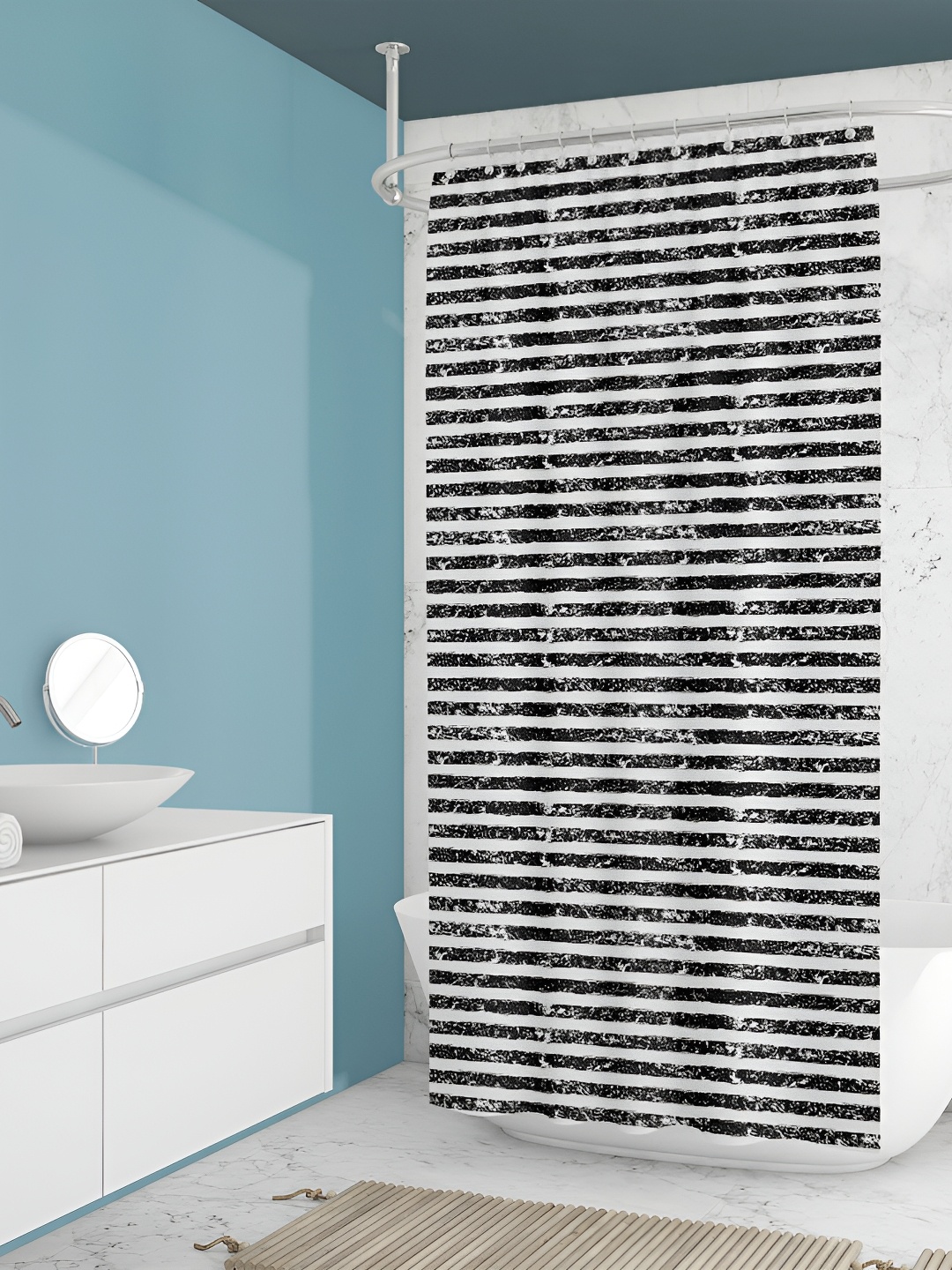 

ArtzFolio Black & White Printed Water Proof Shower Curtain