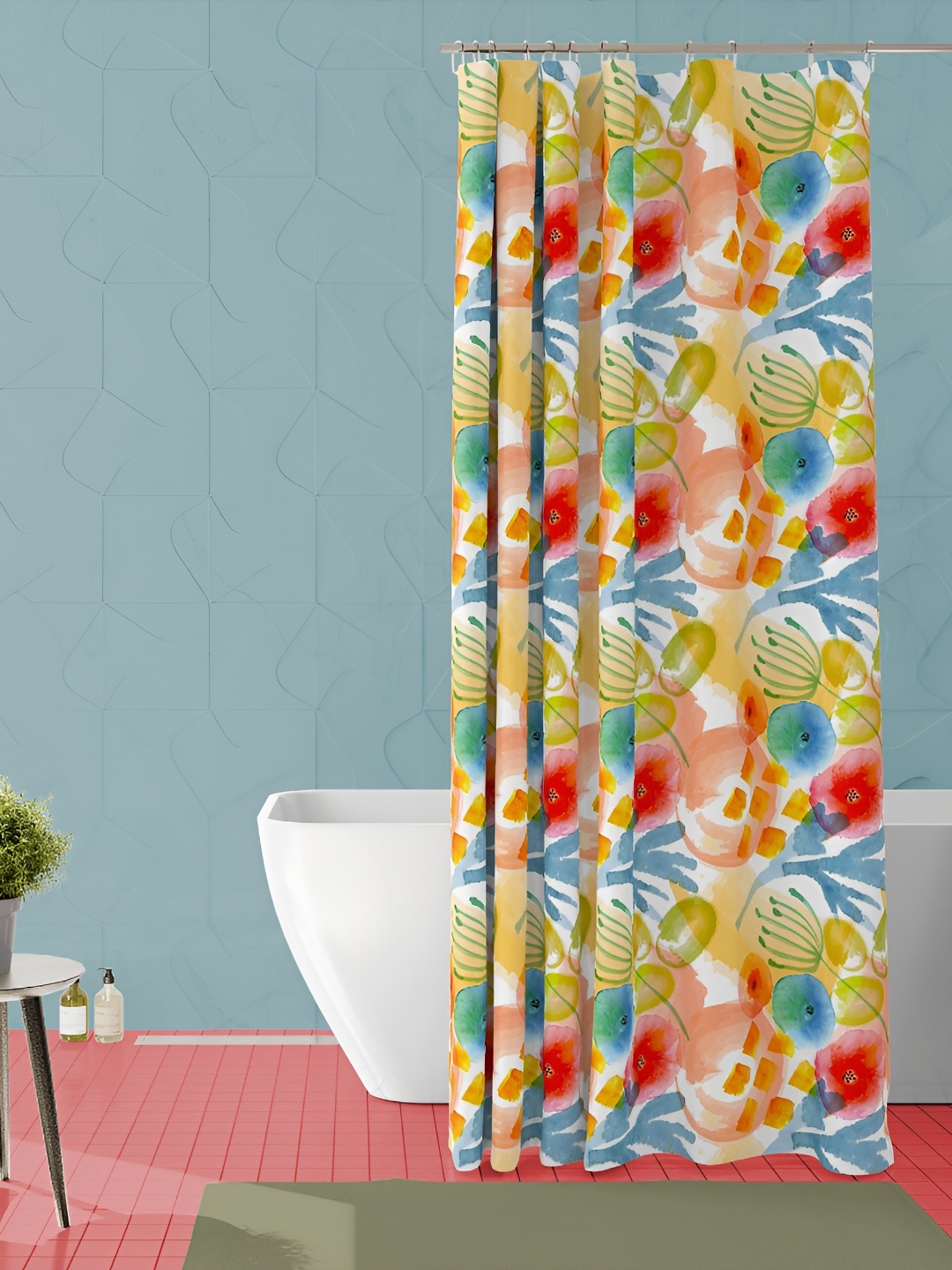 

ArtzFolio Yellow & Blue Printed Waterproof Shower Curtain