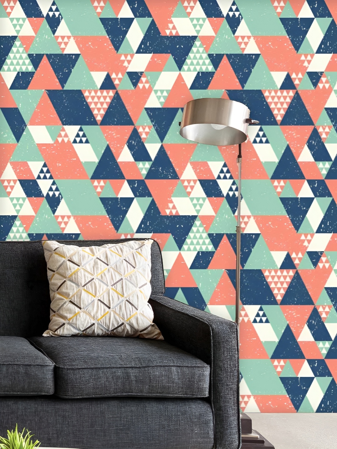 

ArtzFolio Printed UV-Resistant Anti-Bacterial Colorful Triangles Peel & Stick Wallpaper, Multi