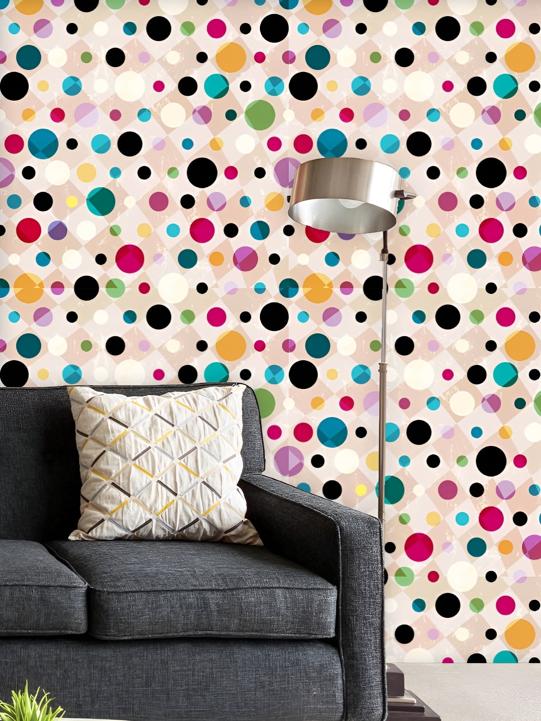 

ArtzFolio Printed UV-Resistant Anti-Bacterial Retro Vintage Circles Peel & Stick Wallpaper, Multi