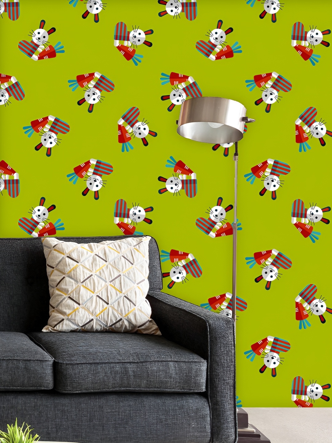 

ArtzFolio Printed UV-Resistant Anti-Bacterial Rabbit With Carrot Peel & Stick Wallpaper, Multi