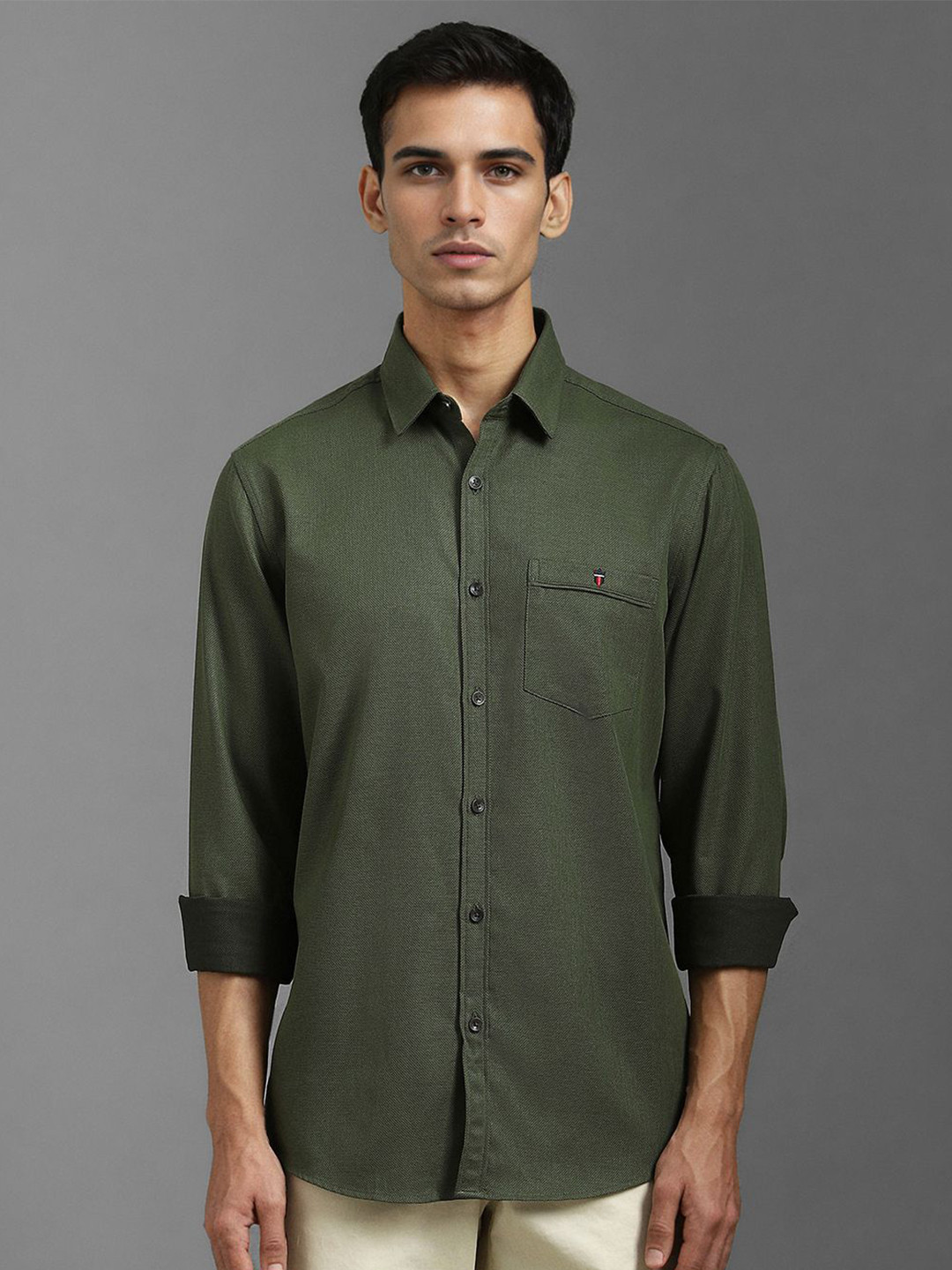 

Louis Philippe Sport Men Slim Fit Opaque Casual Shirt, Olive