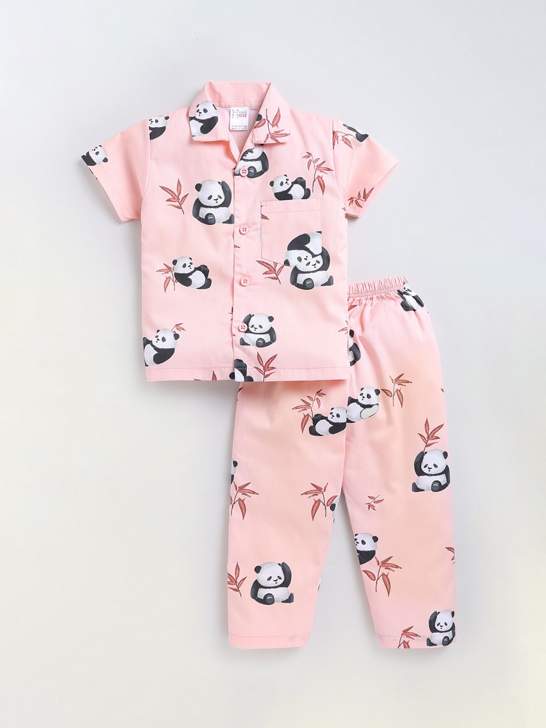 

NAUTI KIDZ Boys Printed Pure Cotton Night suit, Peach
