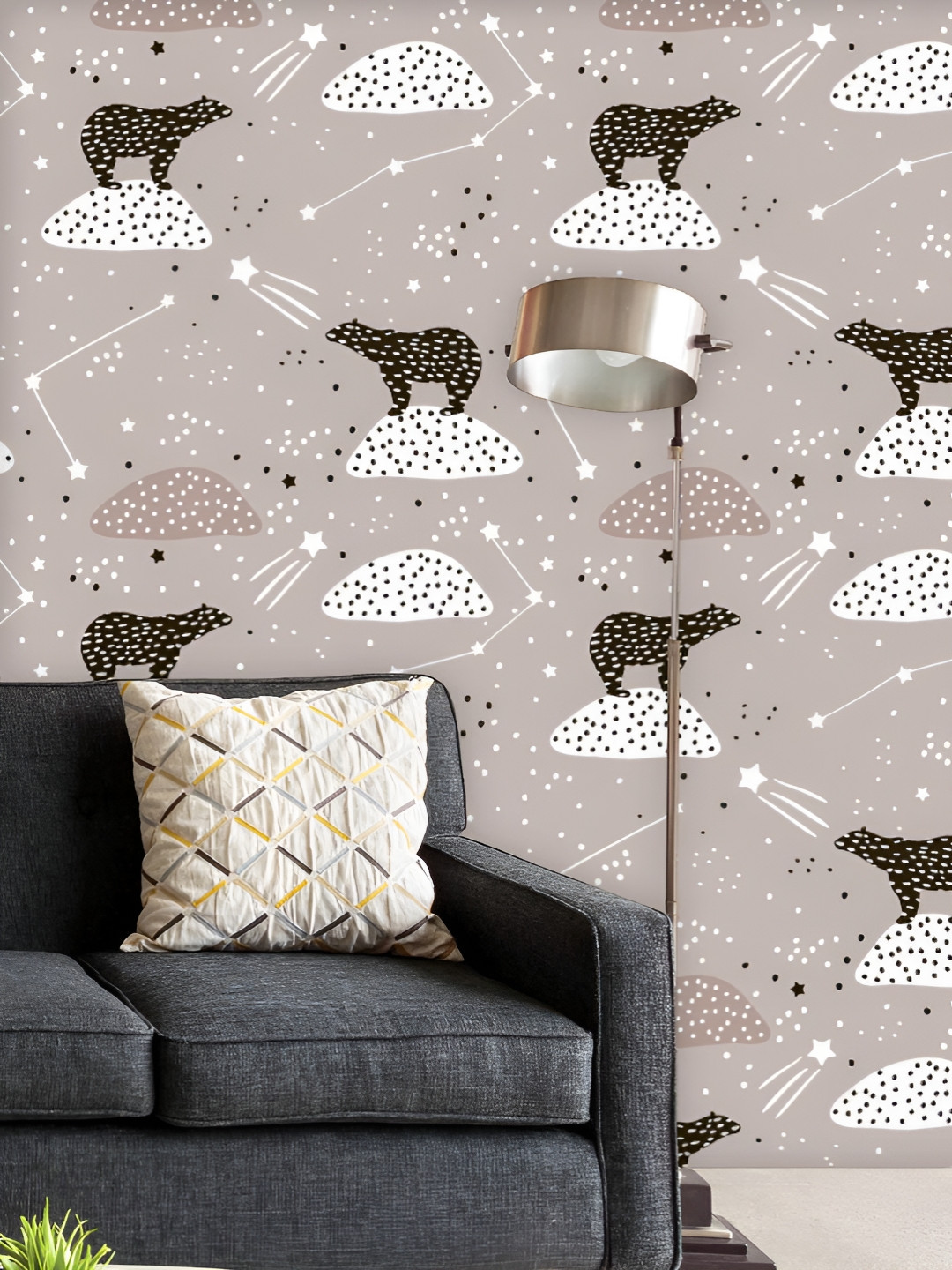 

ArtzFolio Printed UV-Resistant Anti-Bacterial Polar Bears Constellations Peel & Stick Wallpaper, Multi