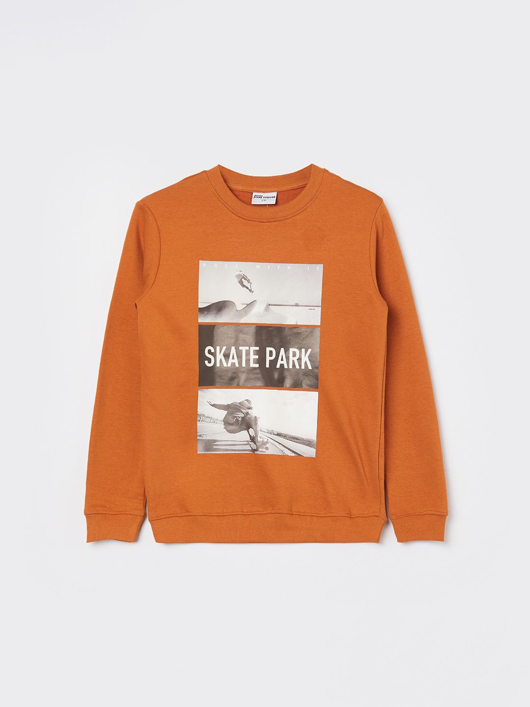 

Fame Forever by Lifestyle Boys Printed Round Neck Cotton Sweatshirt, Rust