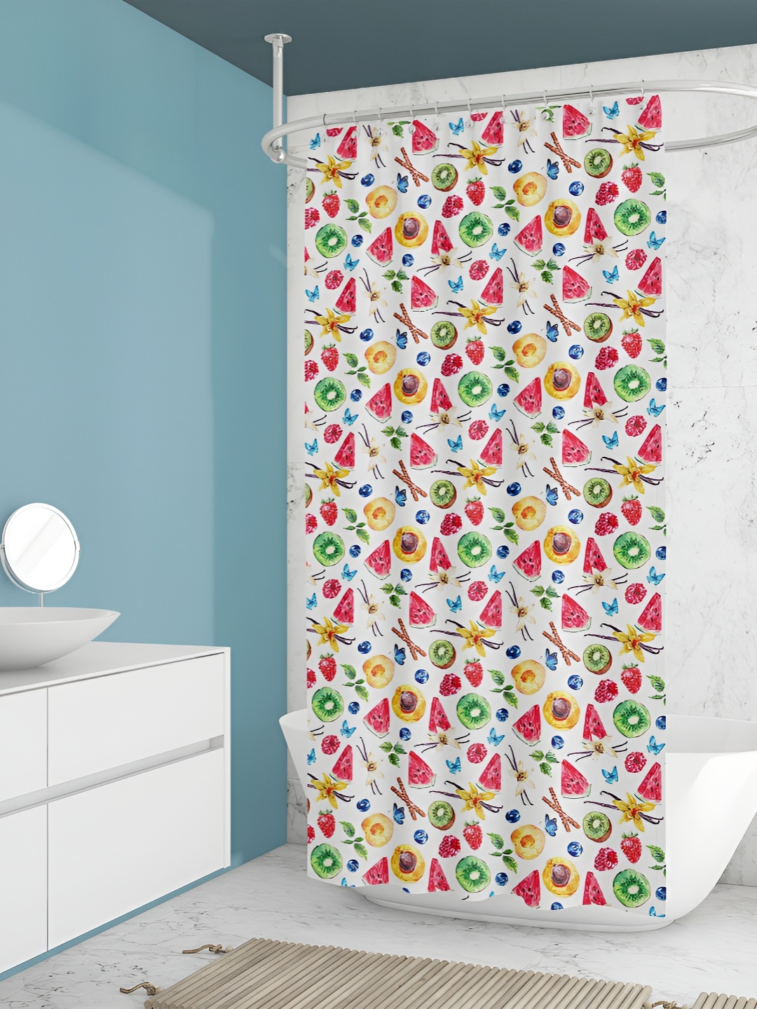 

ArtzFolio White & Green Printed Waterproof Shower Curtain