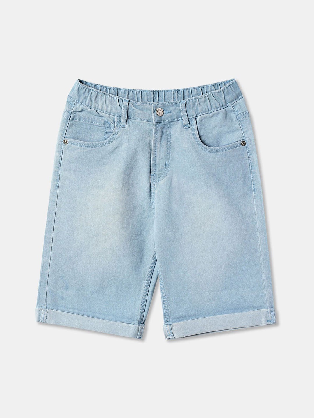 

R&B Boys Cotton Relaxed Fit Denim Shorts, Blue
