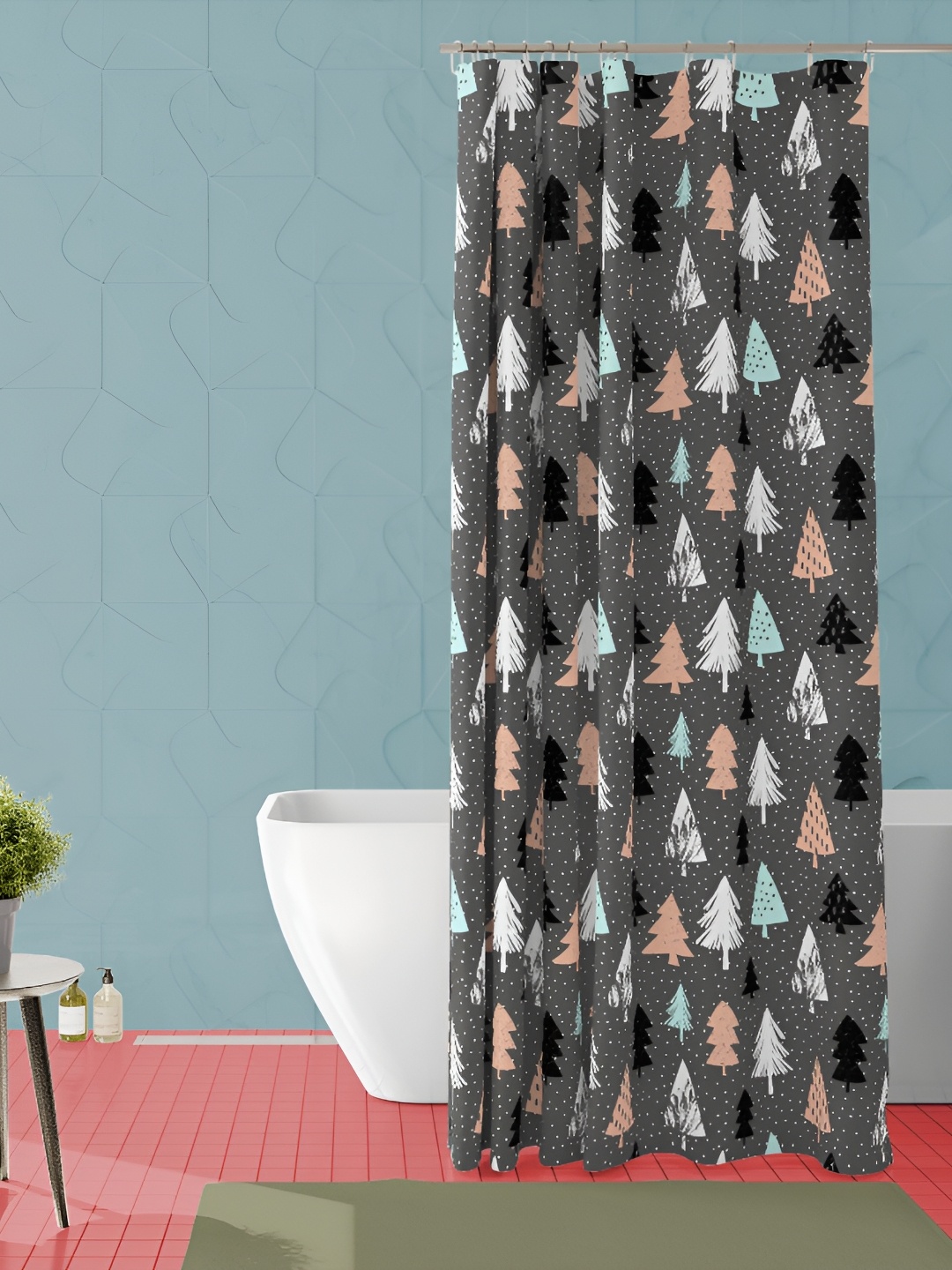 

ArtzFolio Green & White Abstract Printed Waterproof Shower Curtain