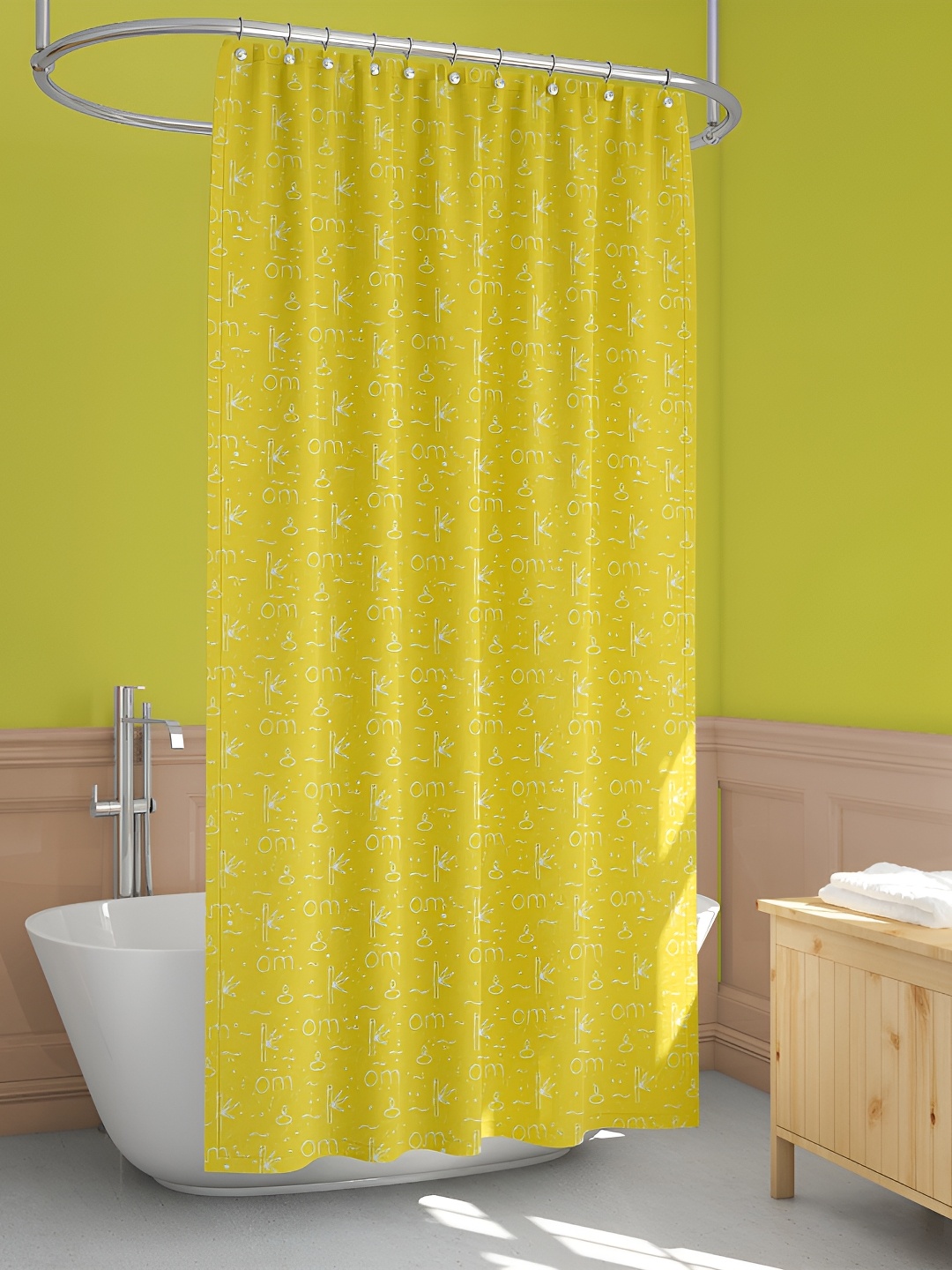 

ArtzFolio Yellow & White Printed Waterproof Shower Curtains