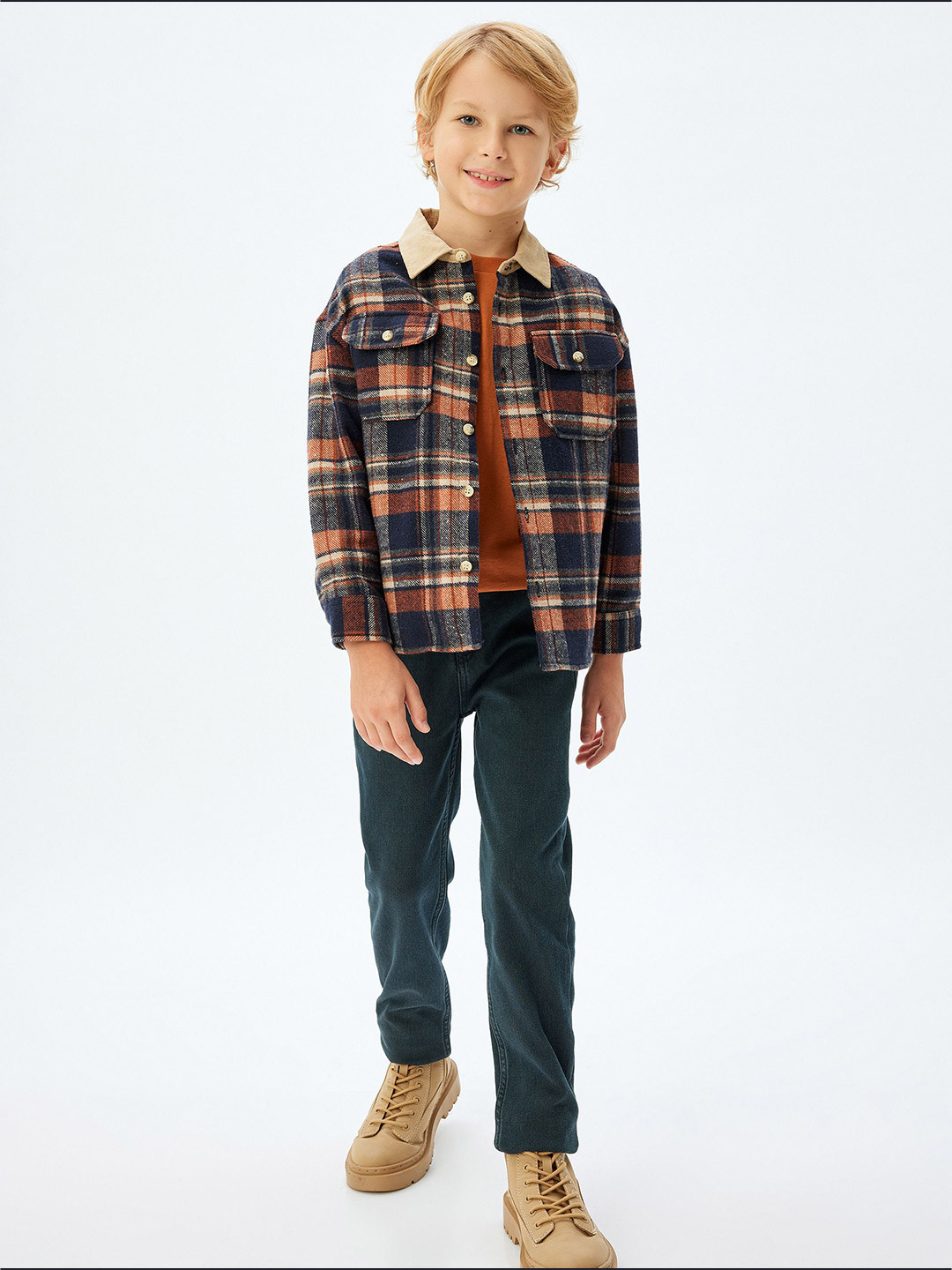 

Koton Boys Tartan Checks Opaque Checked Casual Shirt, Navy blue