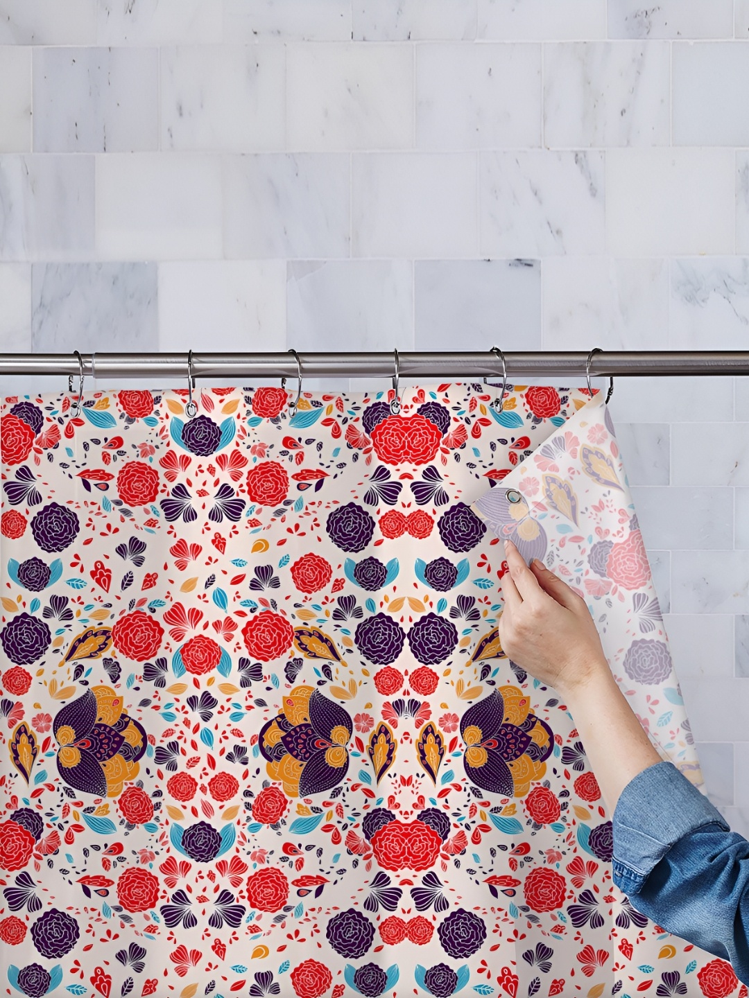 

ArtzFolio Printed Waterproof Shower Curtain, White