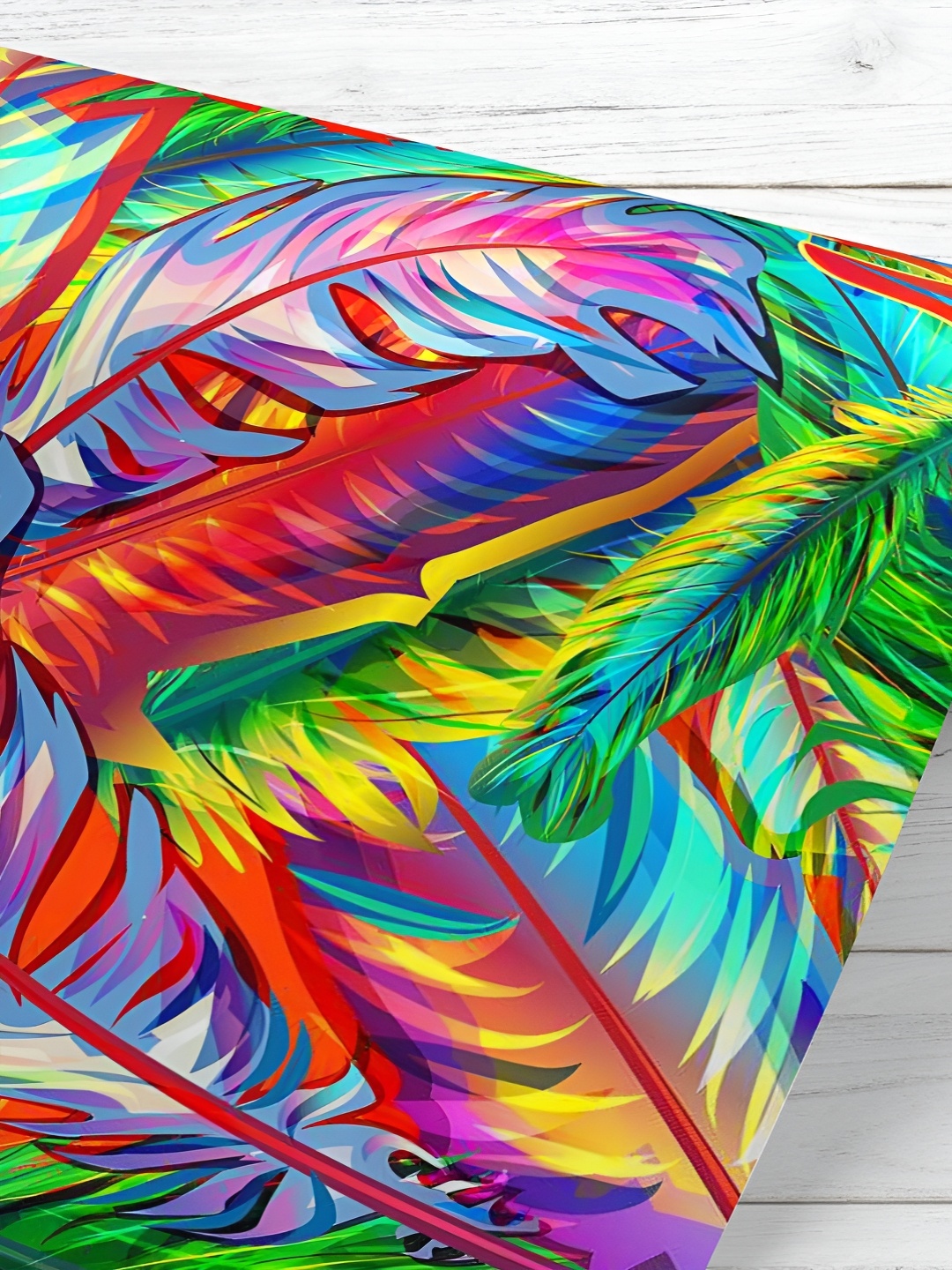 

ArtzFolio Printed UV-Resistant Anti-Bacterial Bright Feathers Peel & Stick Wallpaper, Multi