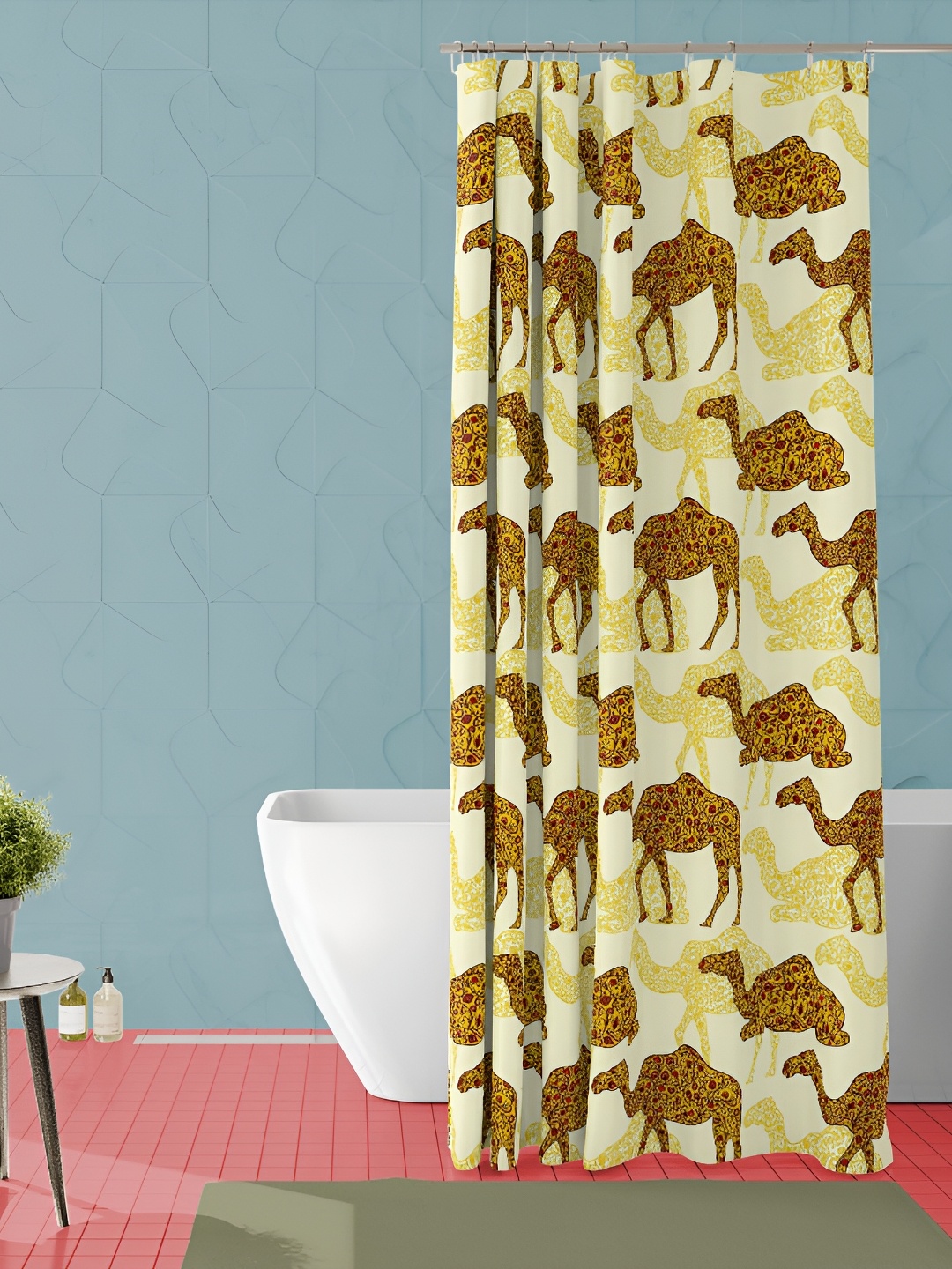 

ArtzFolio Yellow & Brown Printed Waterproof Shower Curtain