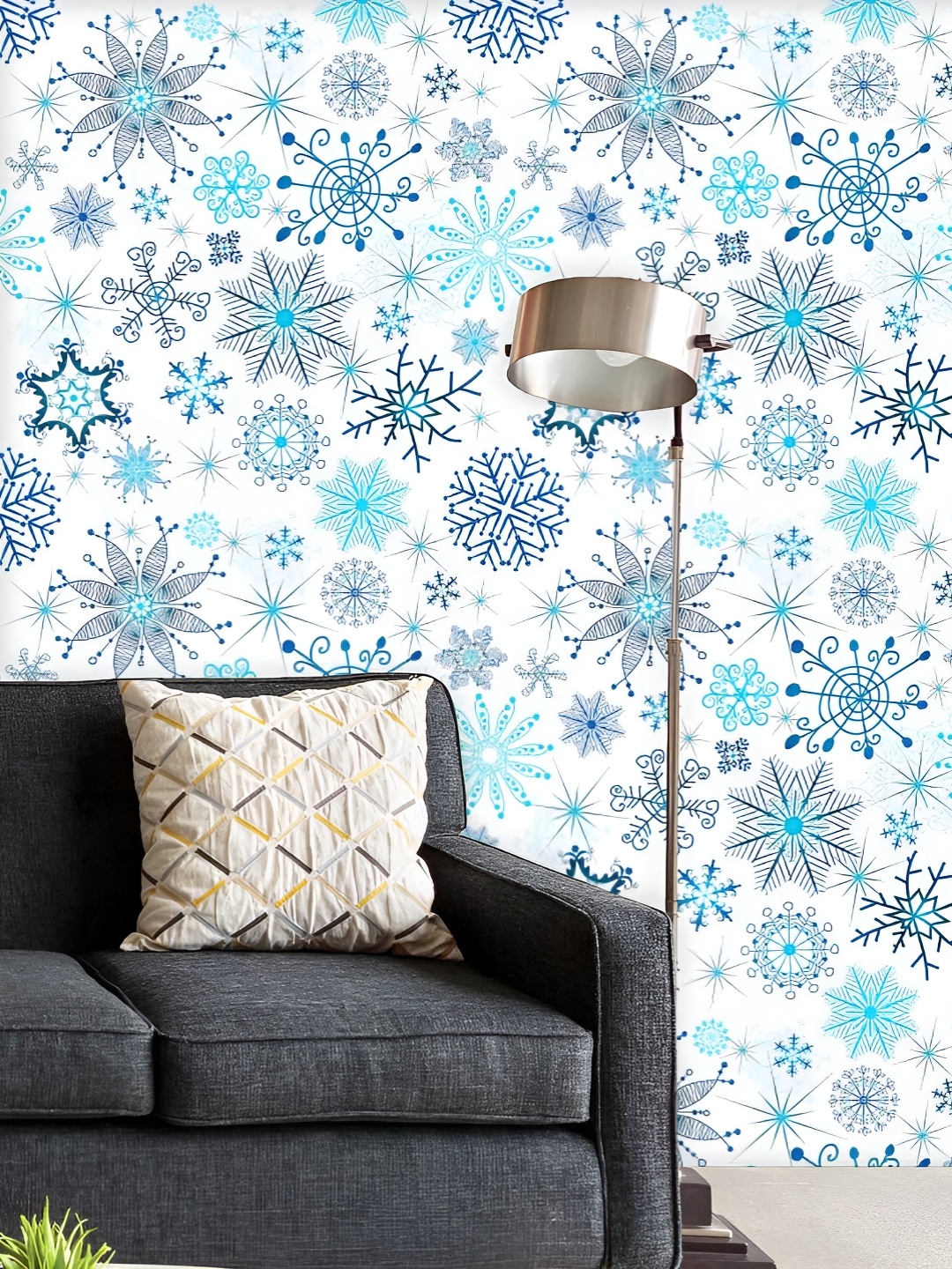 

ArtzFolio Printed UV-Resistant Anti-Bacterial Christmas Snowflakes Peel & Stick Wallpaper, Multi