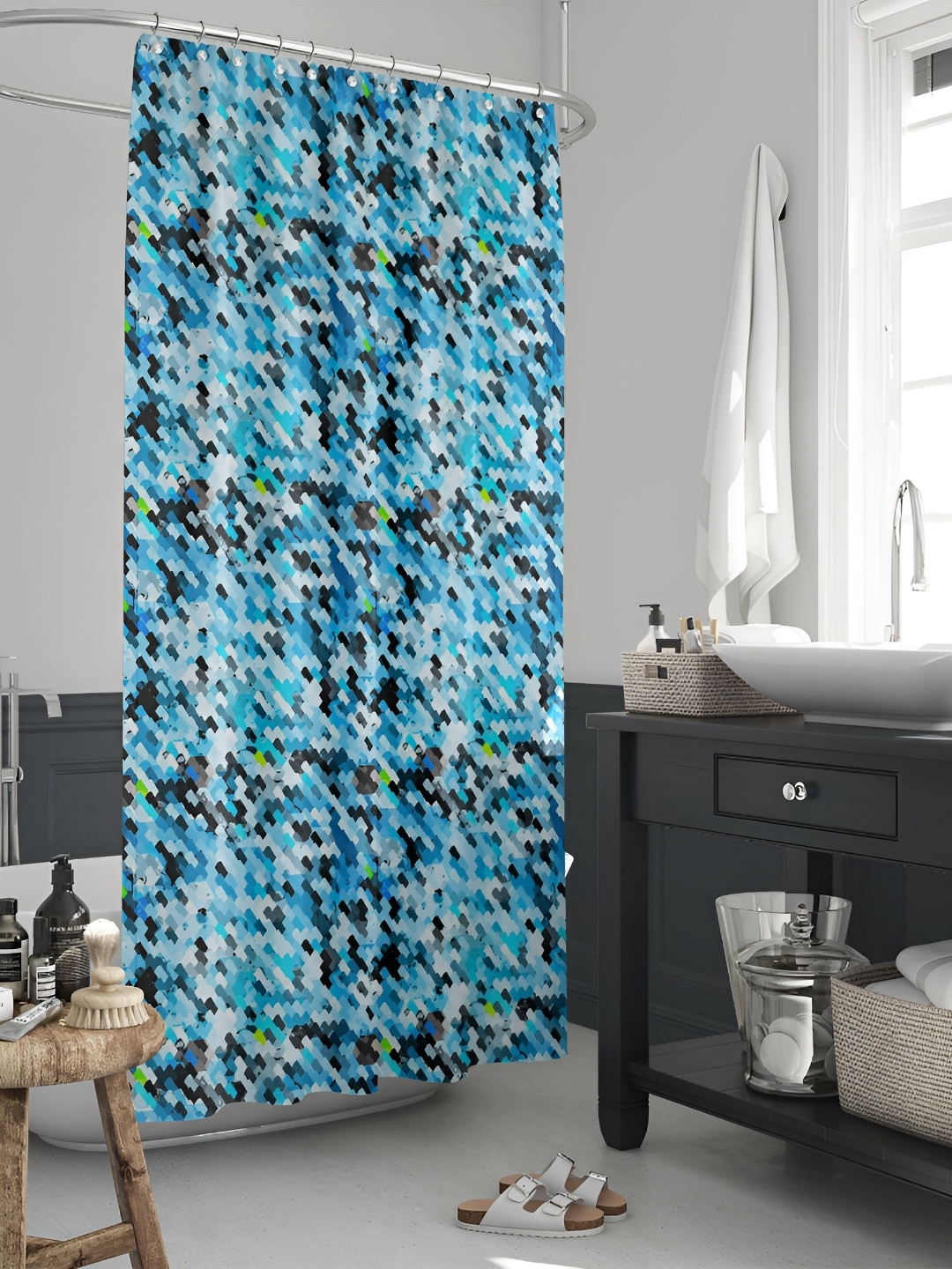 

ArtzFolio Blue & White Printed Shower Curtains