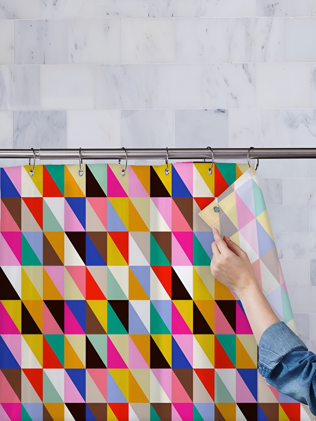 

ArtzFolio Pink & Red Printed Waterproof Shower Curtain