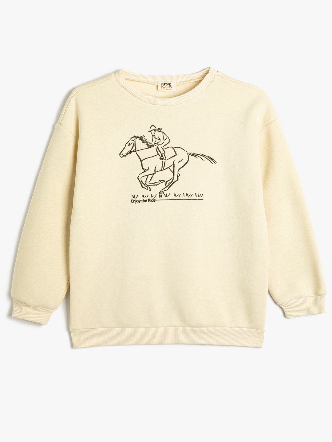 

Koton Girls Printed Round Neck Long Sleeves Pullover Sweatshirt, Beige