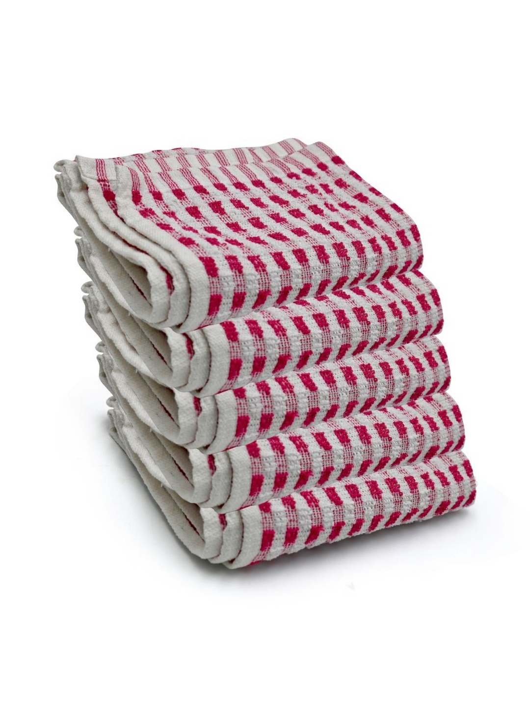 

PRAKARTIK Pink & White 5 Pieces Checked Cotton Kitchen Towels