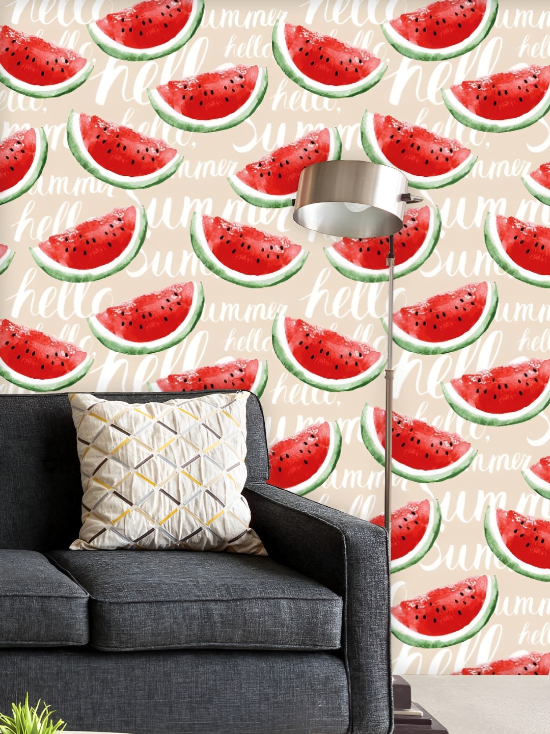 

ArtzFolio Printed UV-Resistant Anti-Bacterial Watercolor Watermelons Peel & Stick Wallpaper, Multi