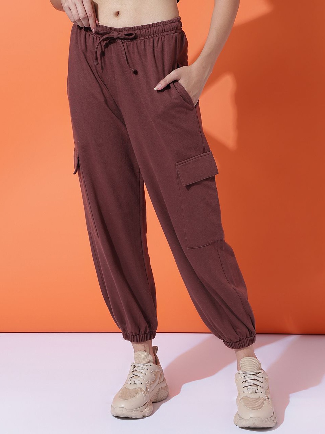 

MKH Women Regular Fit Cotton Joggers, Brown