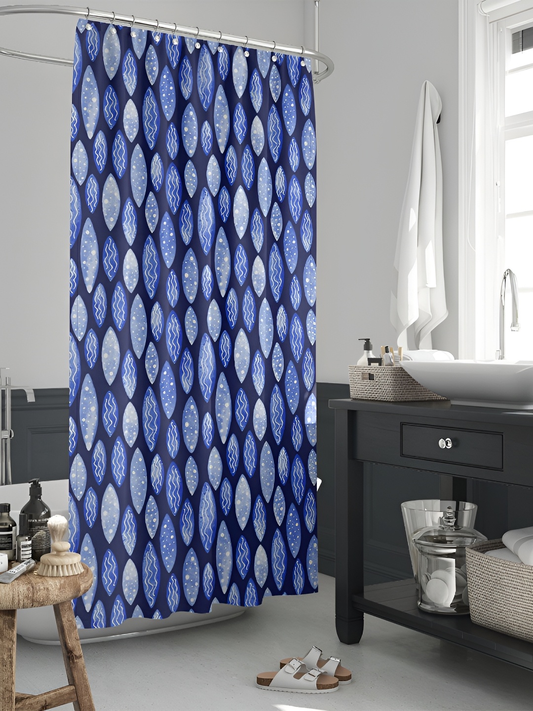 

ArtzFolio Blue & White Printed Waterproof Shower Curtains