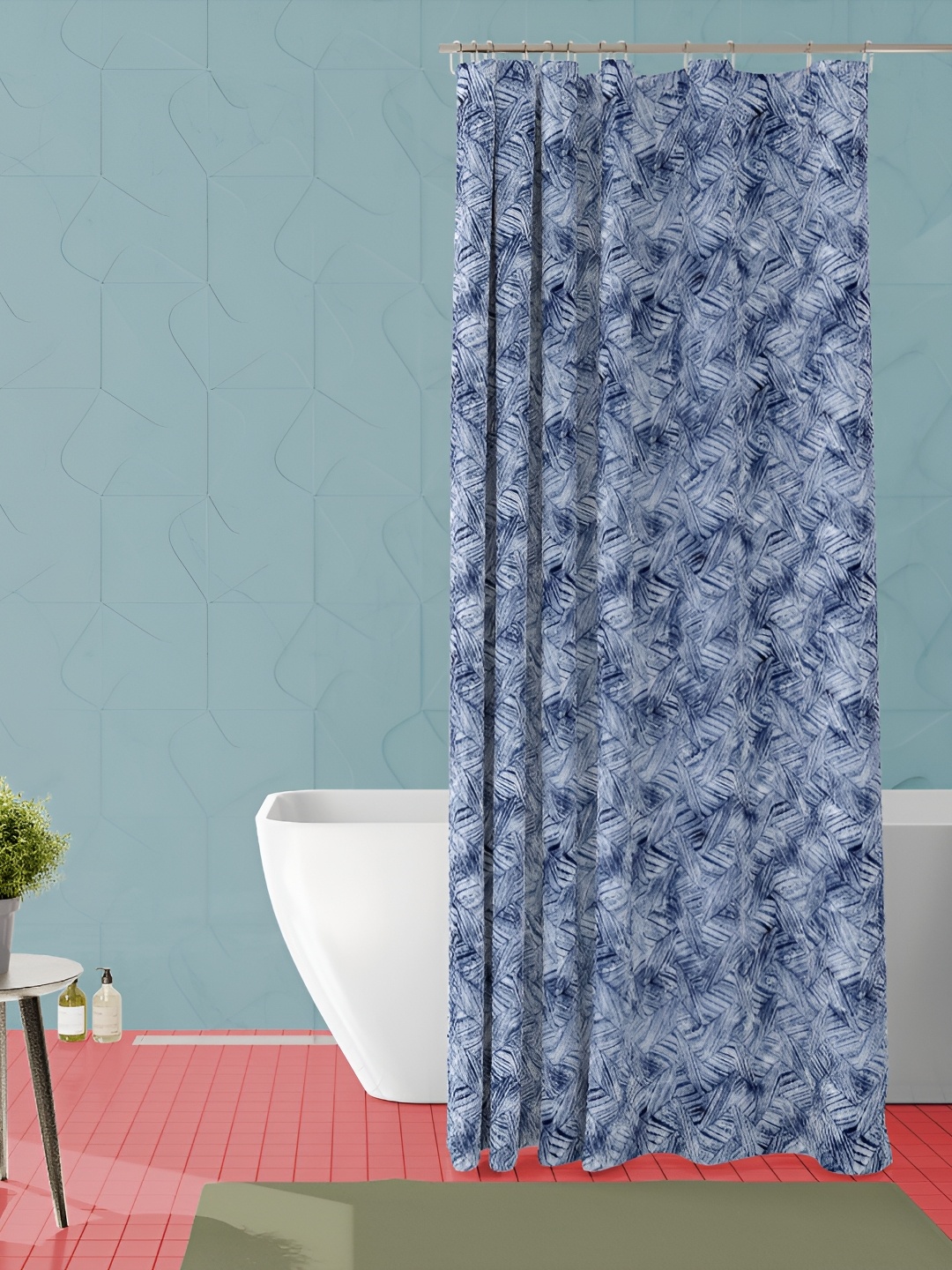 

ArtzFolio Blue & Grey Printed Waterproof Shower Curtain