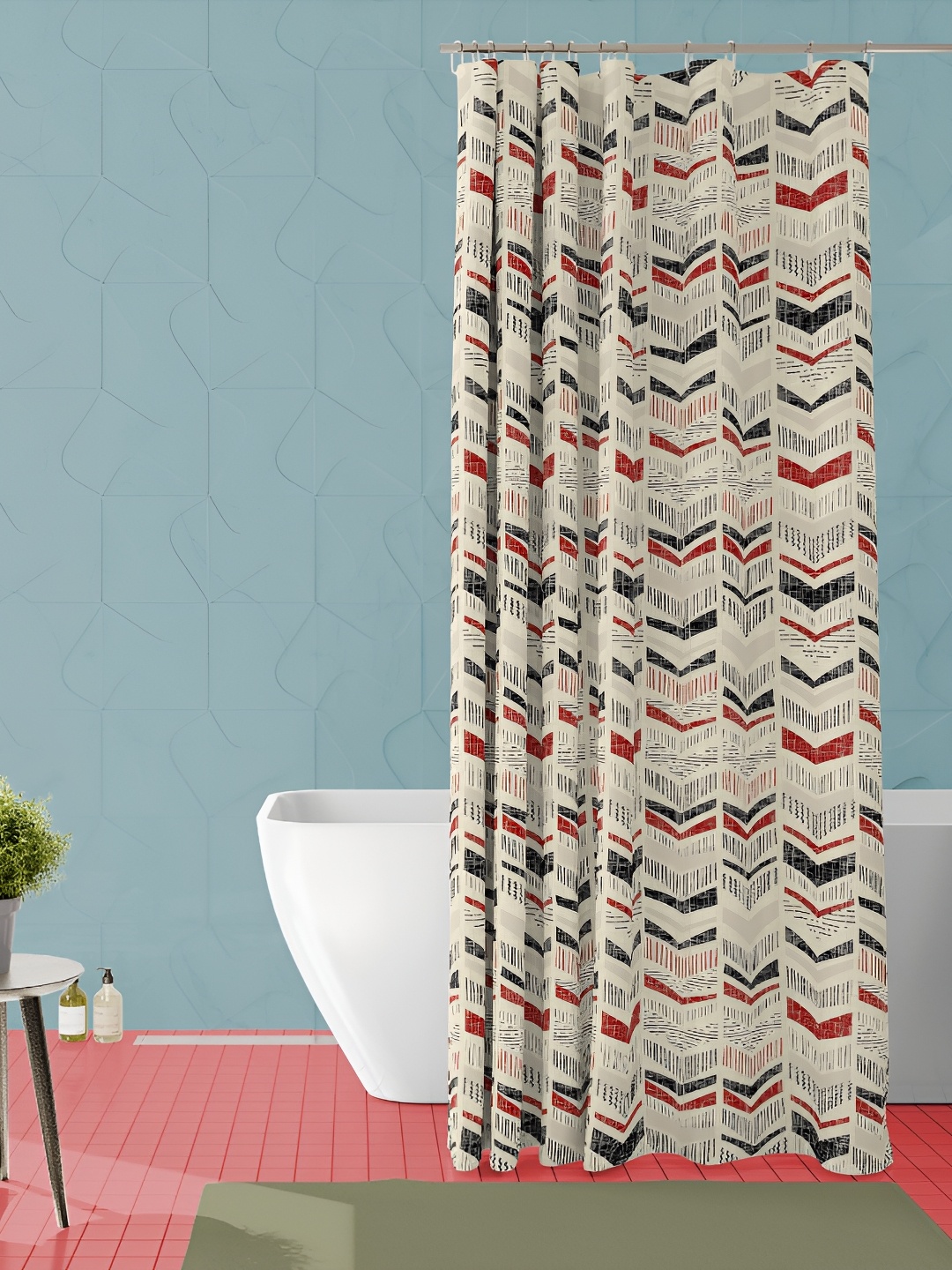 

ArtzFolio Beige & Black Geomeric Printed Waterproof Shower Curtain