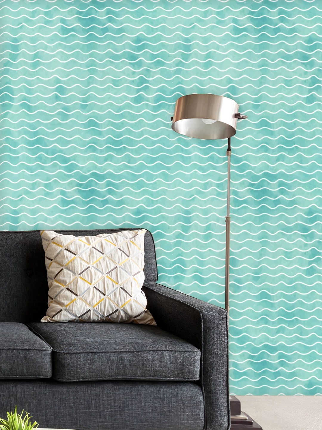 

ArtzFolio Printed UV-Resistant Anti-Bacterial Watercolor Wave Pattern Peel & Stick Wallpaper, Multi