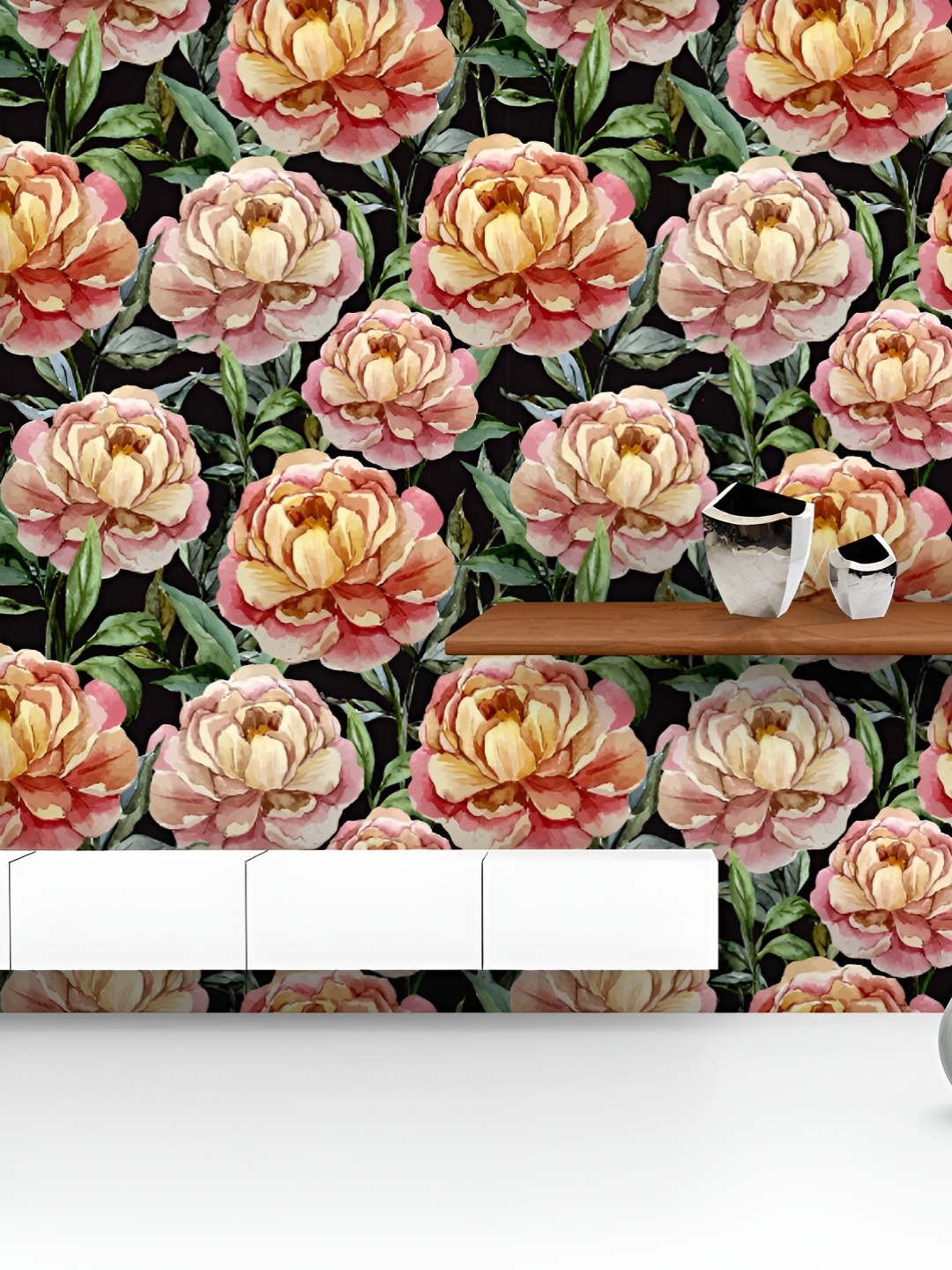 

ArtzFolio Printed UV-Resistant Anti-Bacterial Watercolor Floral Peonies Peel & Stick Wallpaper, Multi