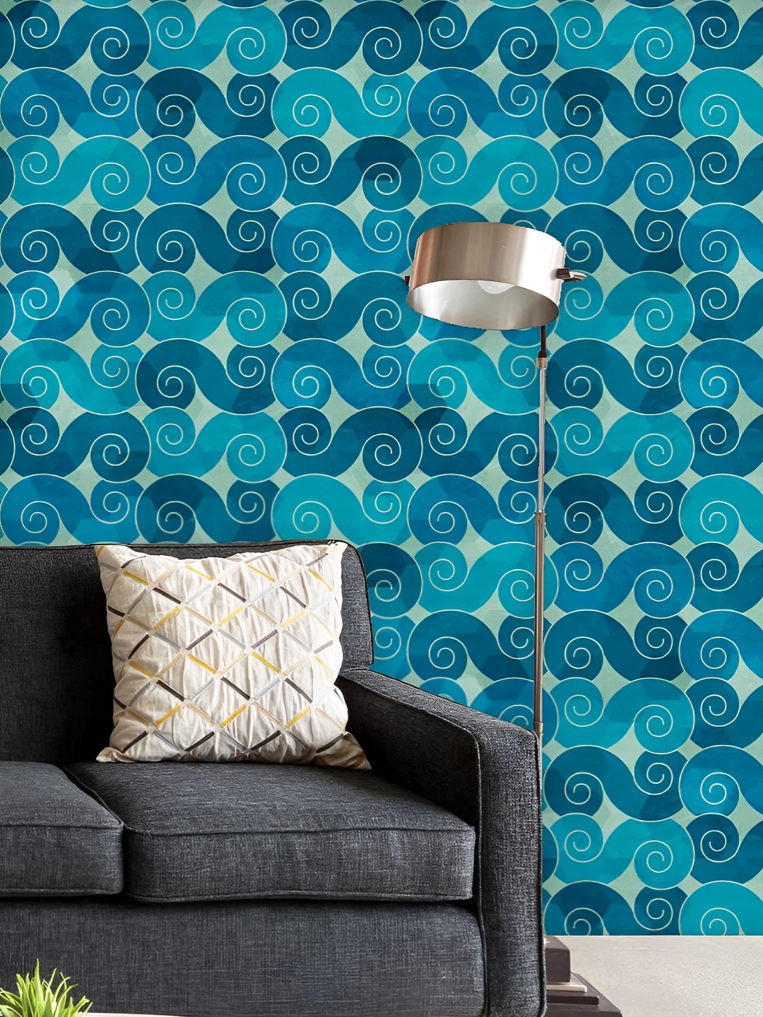 

ArtzFolio Printed UV-Resistant Anti-Bacterial Spiral WavesPeel & Stick Wallpaper, Multi