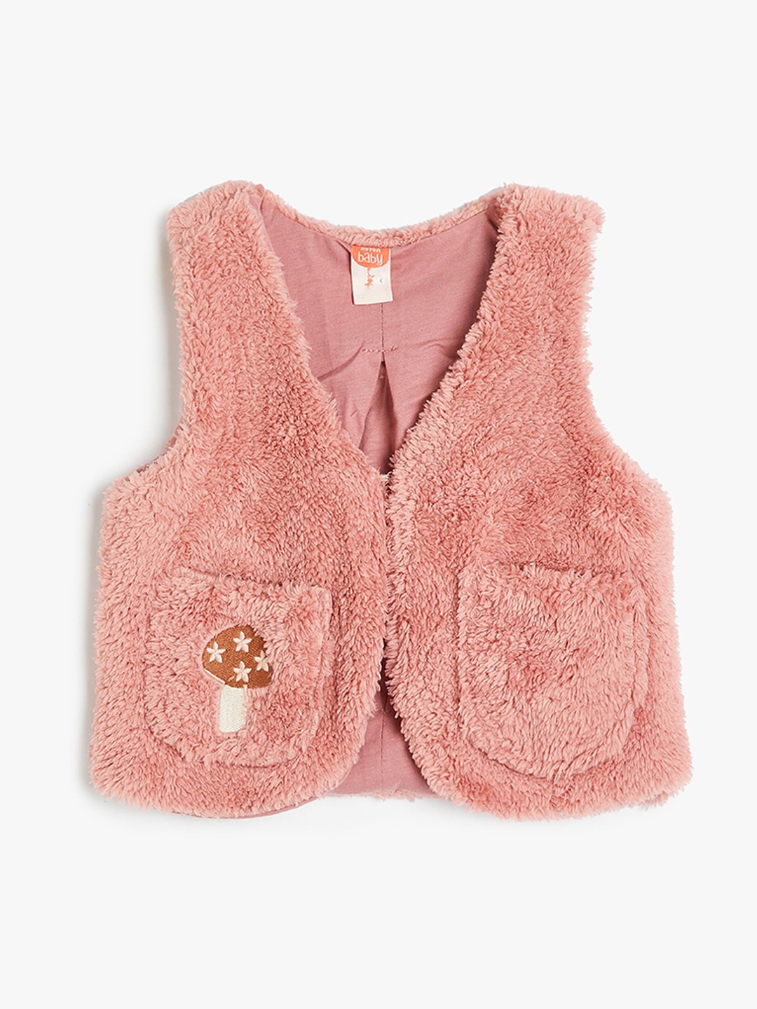 

Koton Girls Self Design Sleeveless Parka Coats, Pink