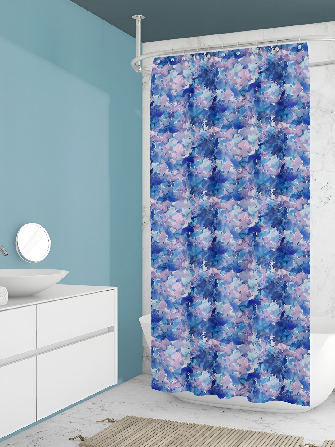 

ArtzFolio Blue & White Abstract Printed Waterproof Shower Curtain