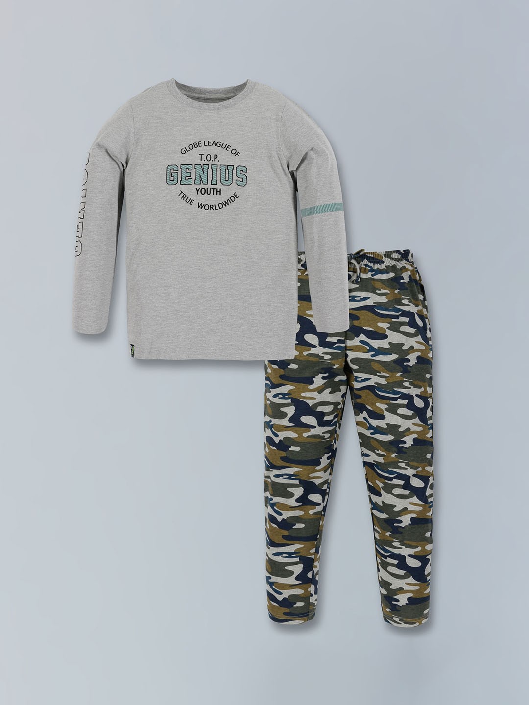 

3PIN Boys Printed Pure Cotton Night suit, Grey