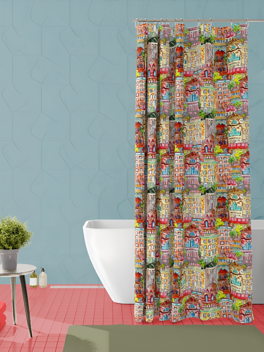 

ArtzFolio Yellow & Green Printed Waterproof Shower Curtain