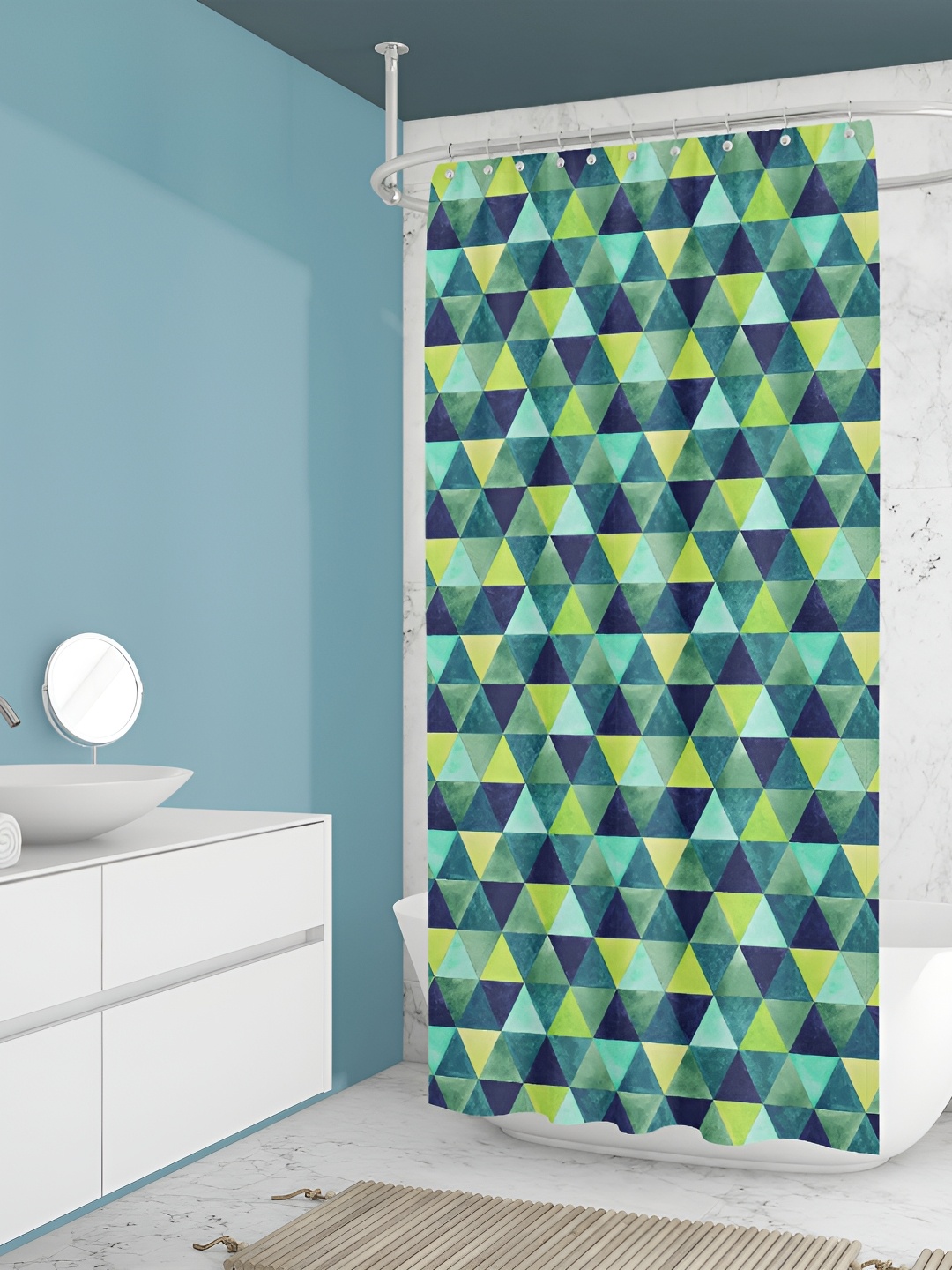 

ArtzFolio Green & Blue Printed Water Proof Shower Curtain