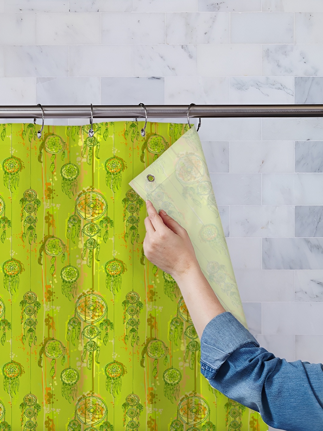 

ArtzFolio Green Printed Waterproof Shower Curtain