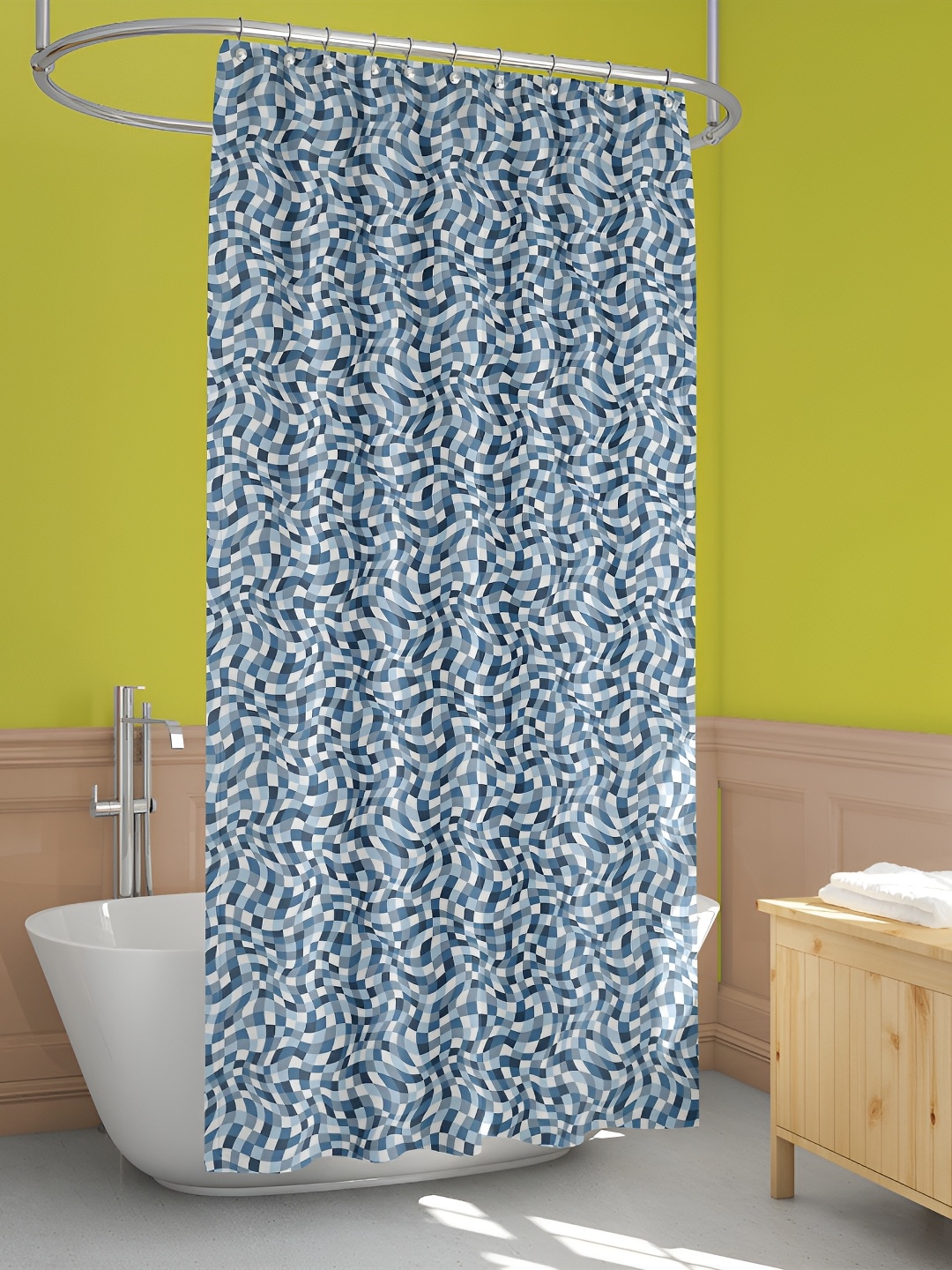 

ArtzFolio Blue & White Printed Waterproof Shower Curtain