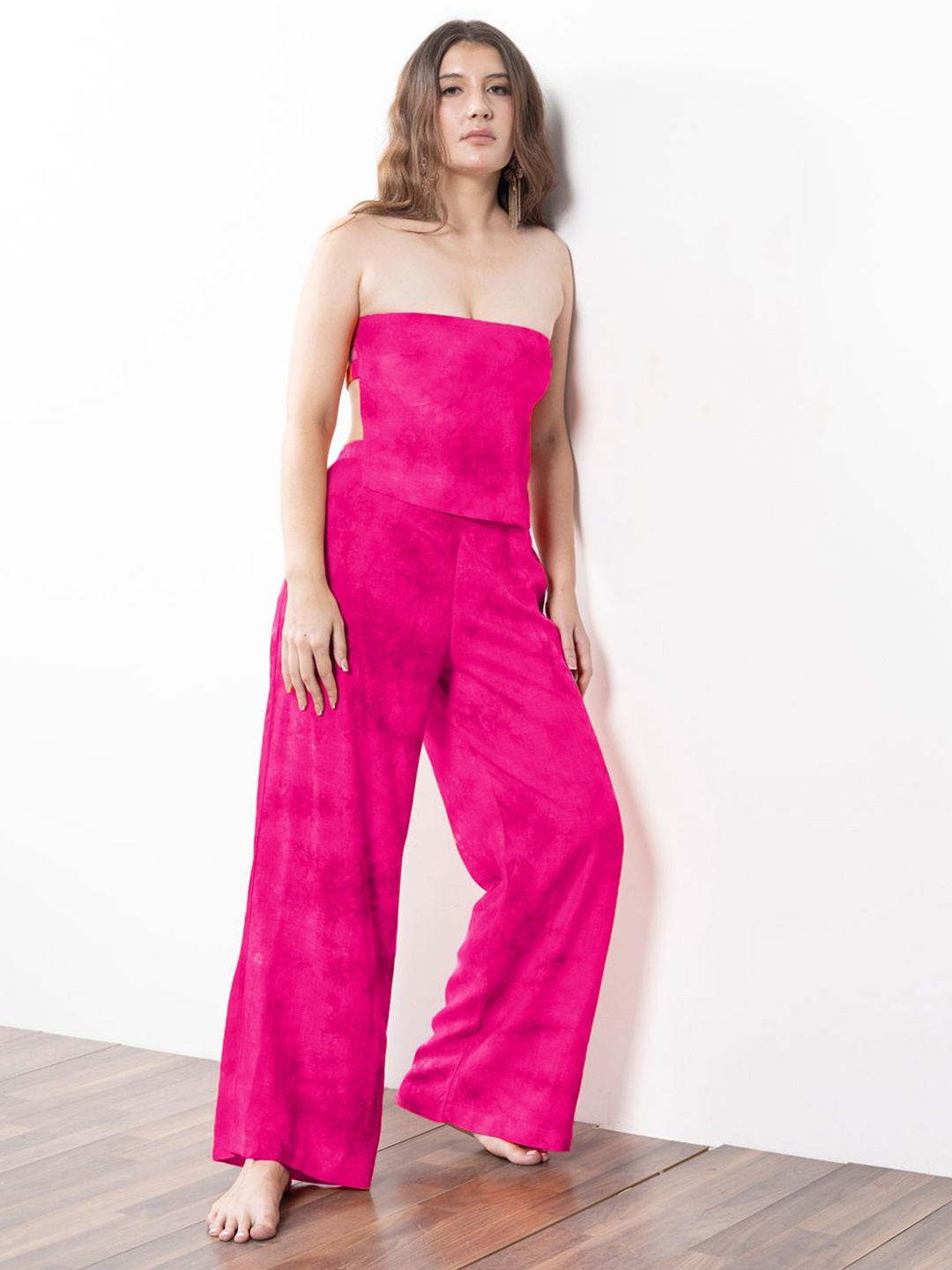 

EROTISSCH Women Pink Tie & Dye Printed Beachwear Co-ord Set
