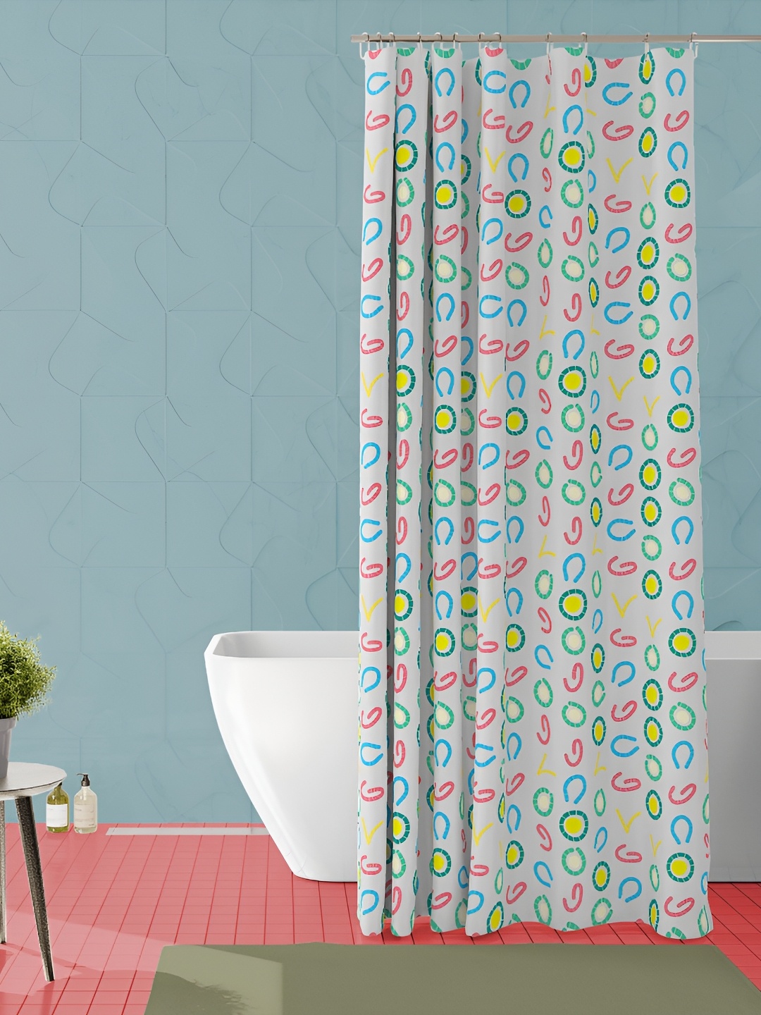 

ArtzFolio Blue & Green Printed Waterproof Shower Curtain