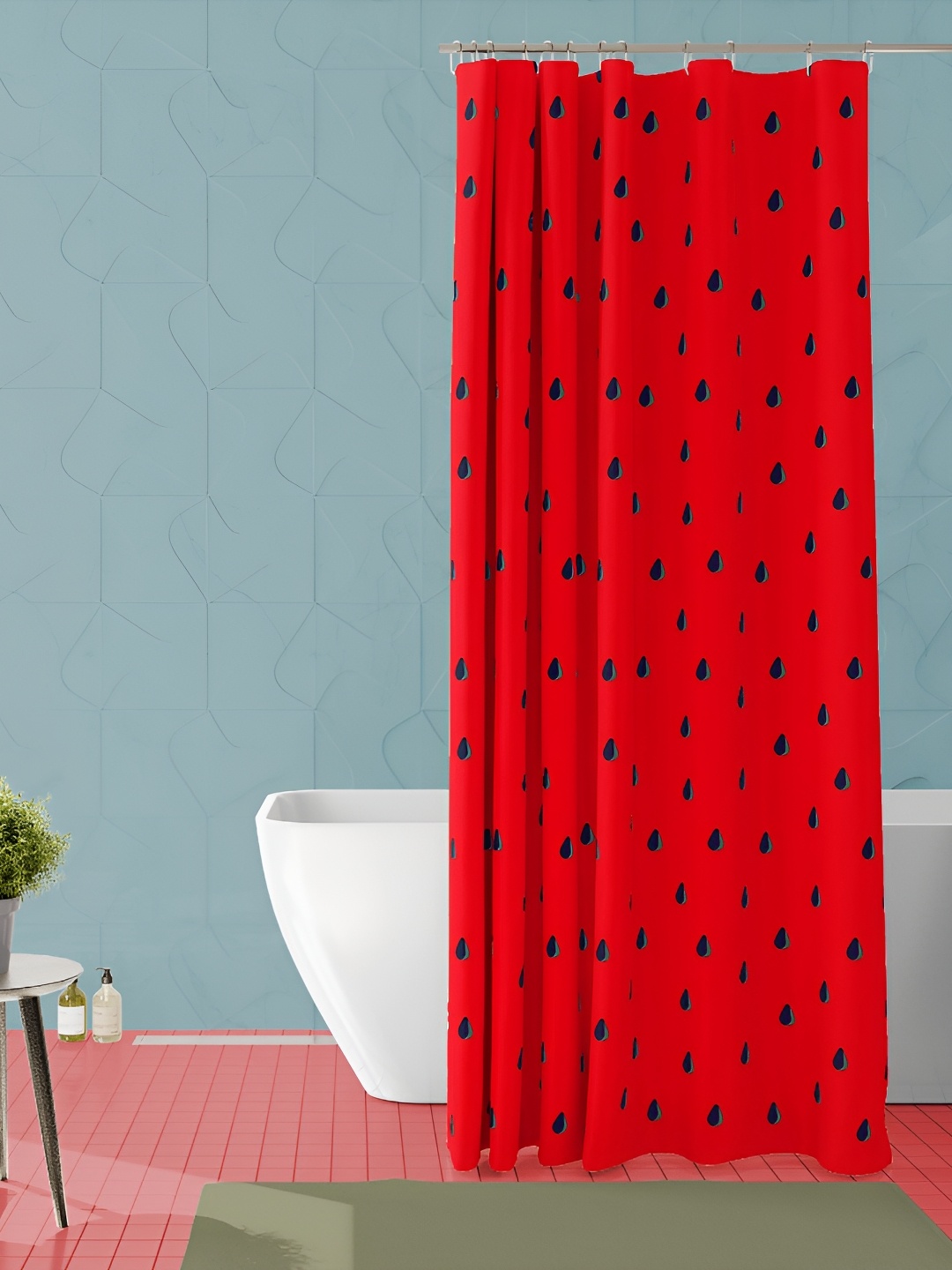 

ArtzFolio Red & Black Printed Waterproof Shower Curtain