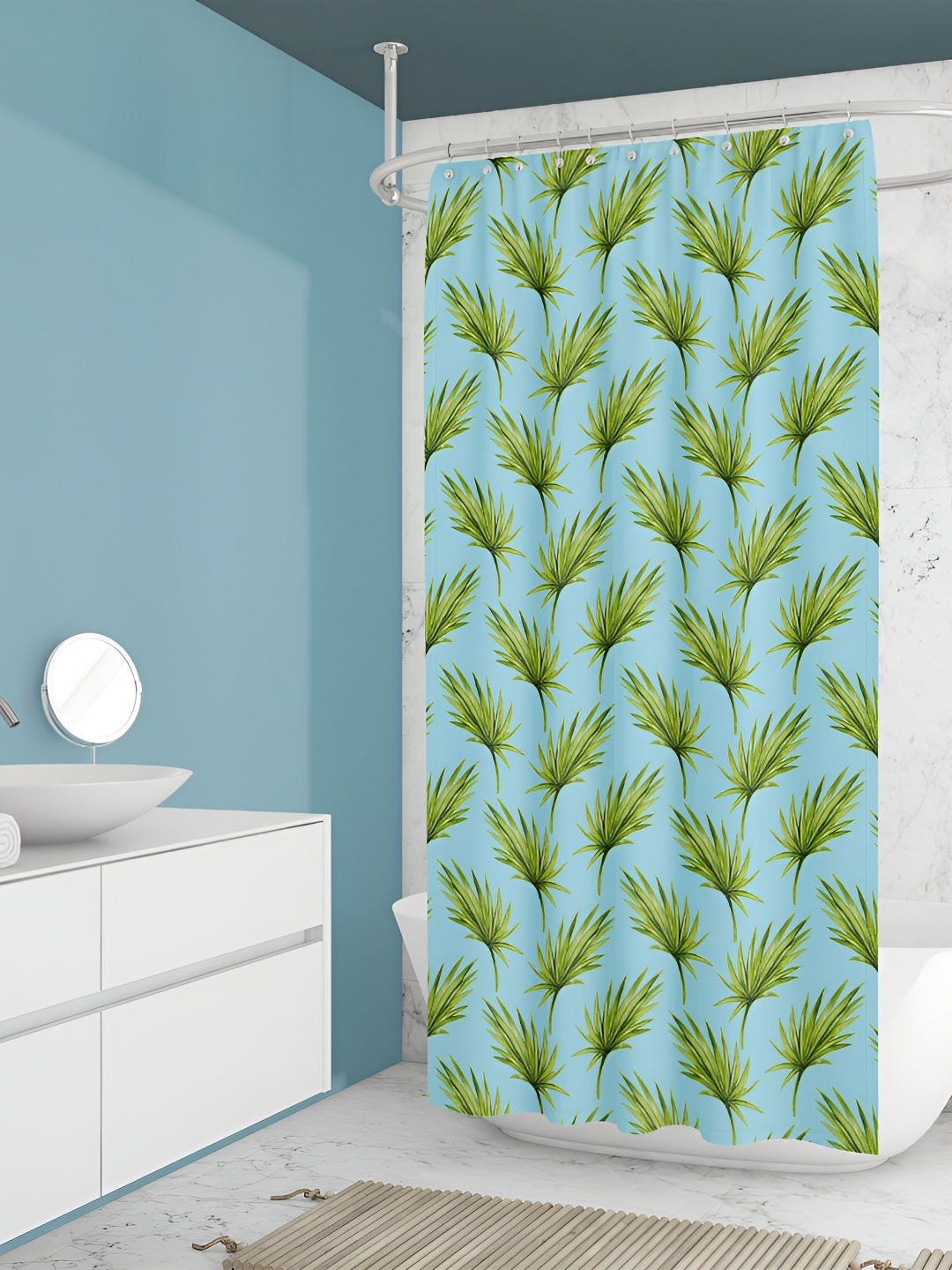 

ArtzFolio Blue & Green Printed Waterproof Shower Curtain