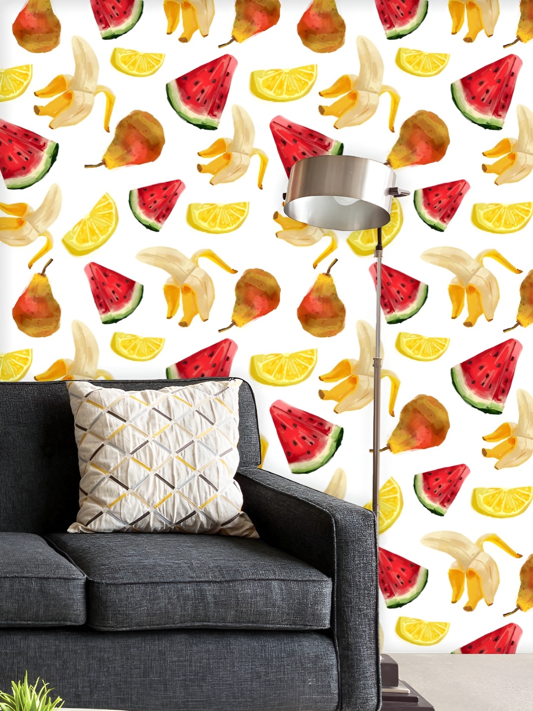 

ArtzFolio Printed UV-Resistant Anti-Bacterial Watercolor Fruit Patterns Peel & Stick Wallpaper, Multi