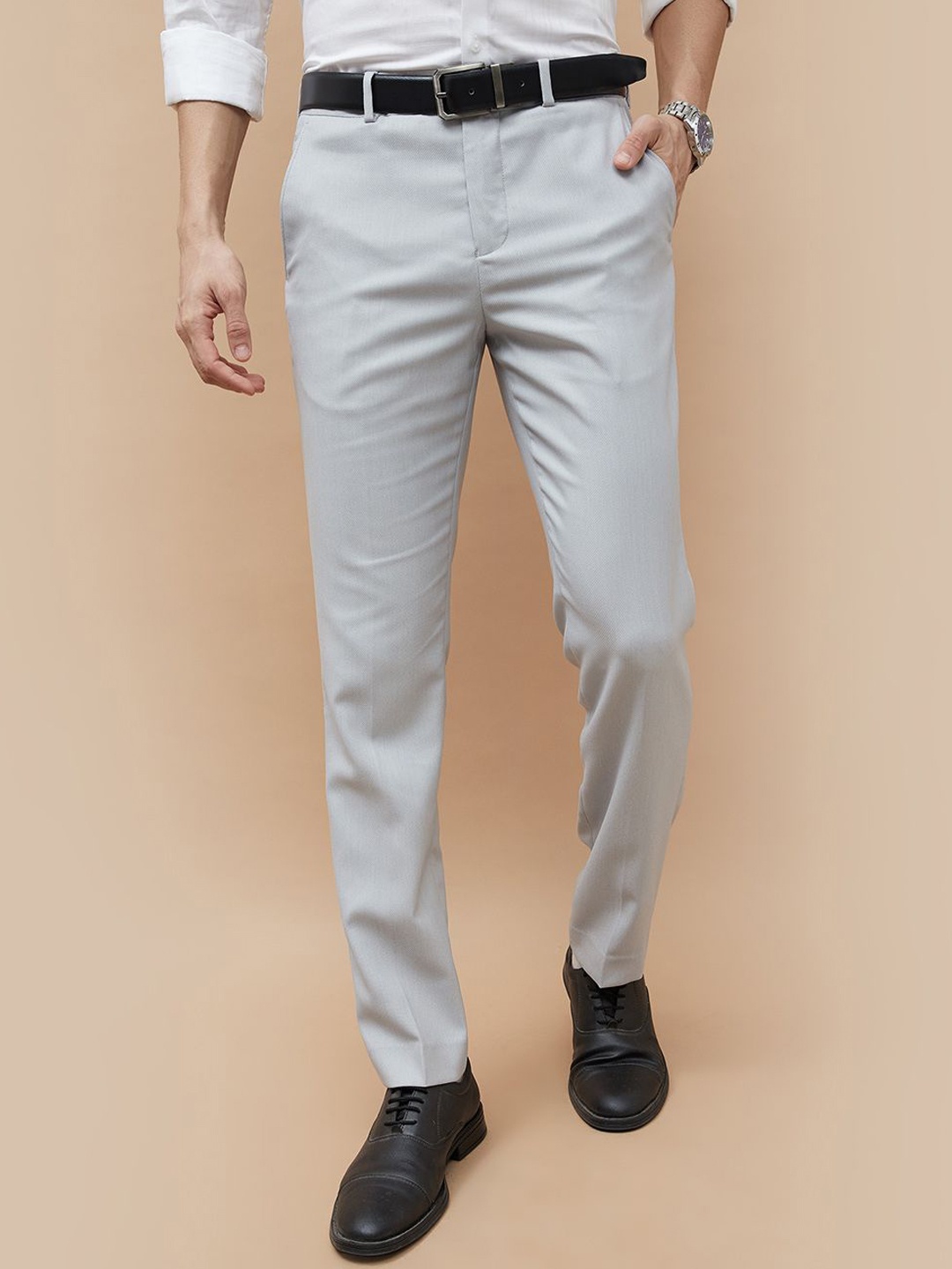 

CODE by Lifestyle Men Tapered Fit Formal Trousers, Grey