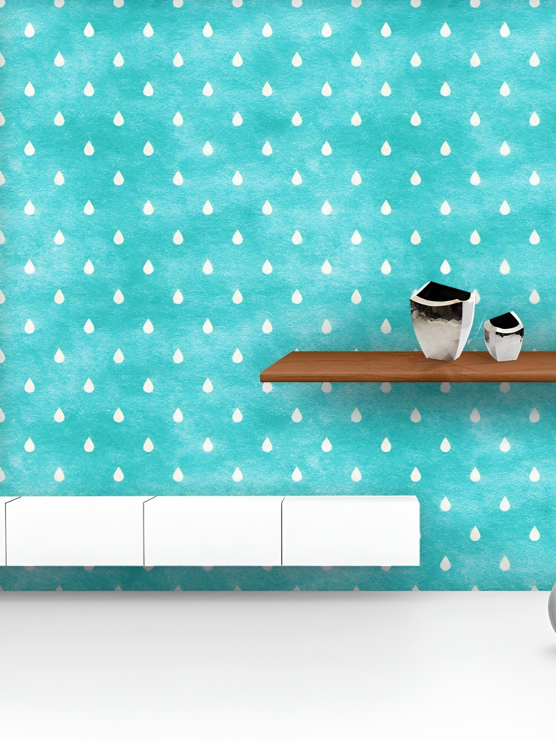 

ArtzFolio Printed UV-Resistant Anti-Bacterial Blue Raindrops Peel & Stick Wallpaper, Multi