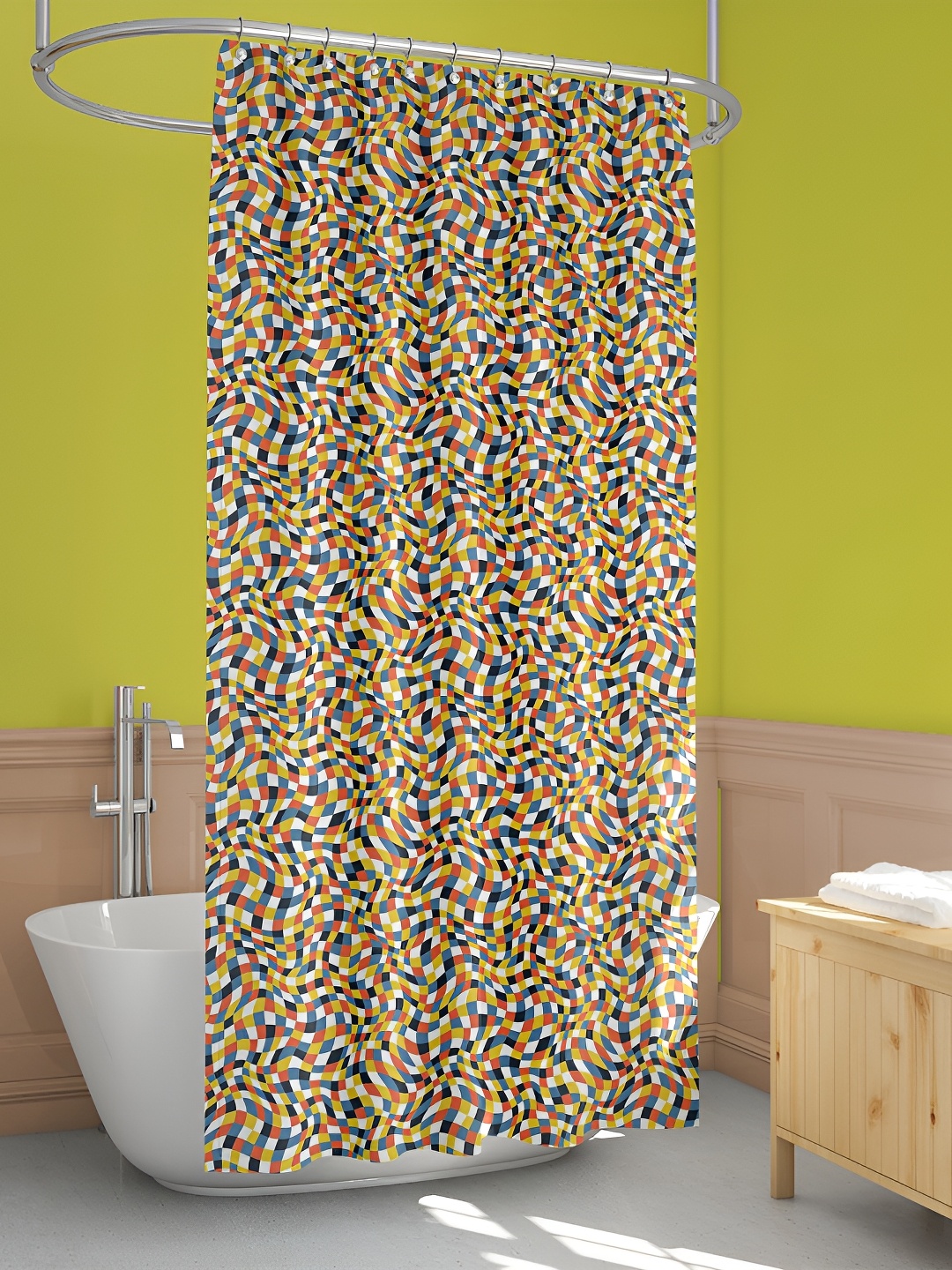 

ArtzFolio White & Blue Printed Waterproof Shower Curtains