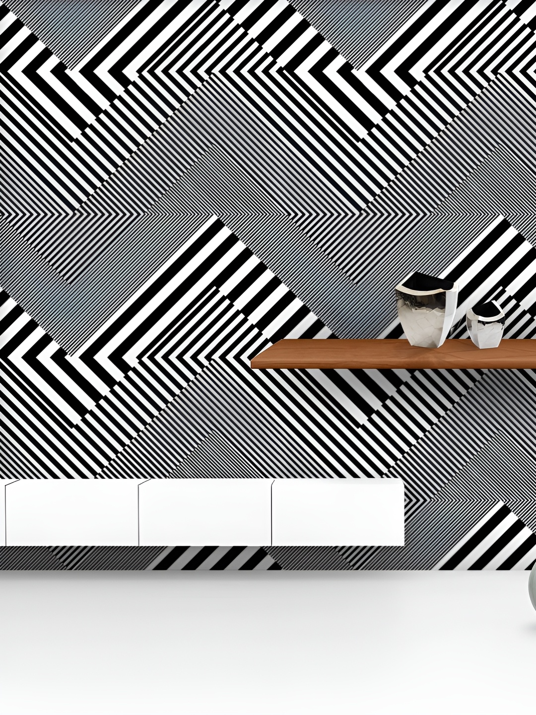 

ArtzFolio Printed UV-Resistant Anti-Bacterial Abstract Geometric Stripes Peel & Stick Wallpaper, Multi