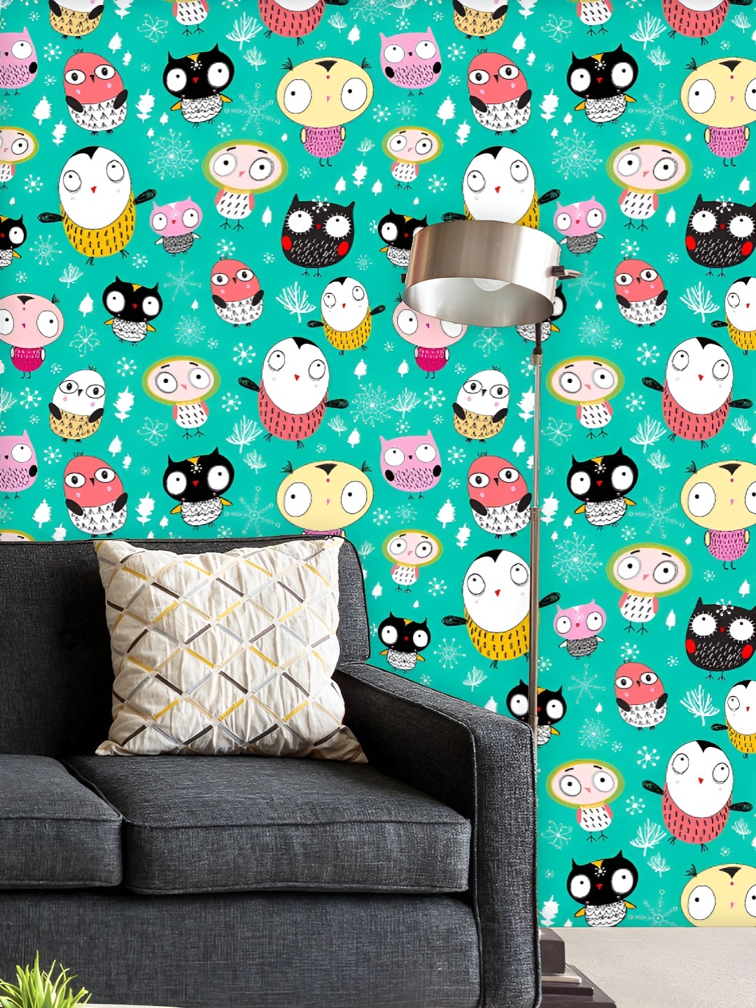 

ArtzFolio Printed UV-Resistant Anti-Bacterial Fun Owl Peel & Stick Wallpaper, Multi