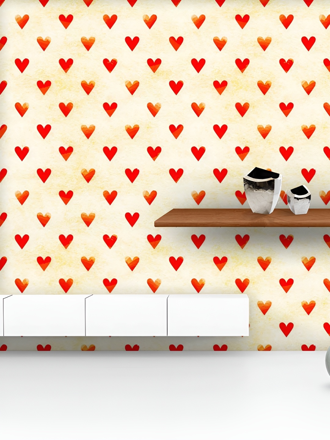 

ArtzFolio Printed UV-Resistant Anti-Bacterial Red Hearts Peel & Stick Wallpaper, Multi