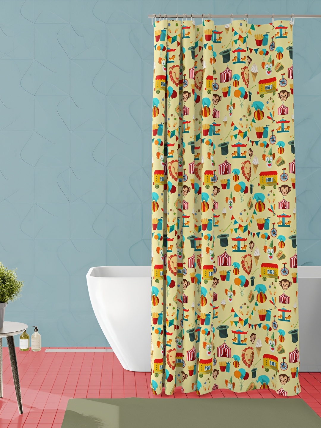

ArtzFolio Yellow & Red Printed Waterproof Shower Curtain