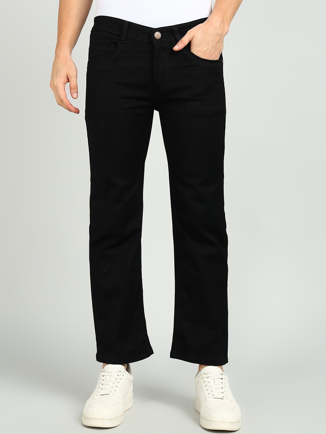 

Mank D Boys Mid-Rise Straight Fit Stretchable Jeans, Black